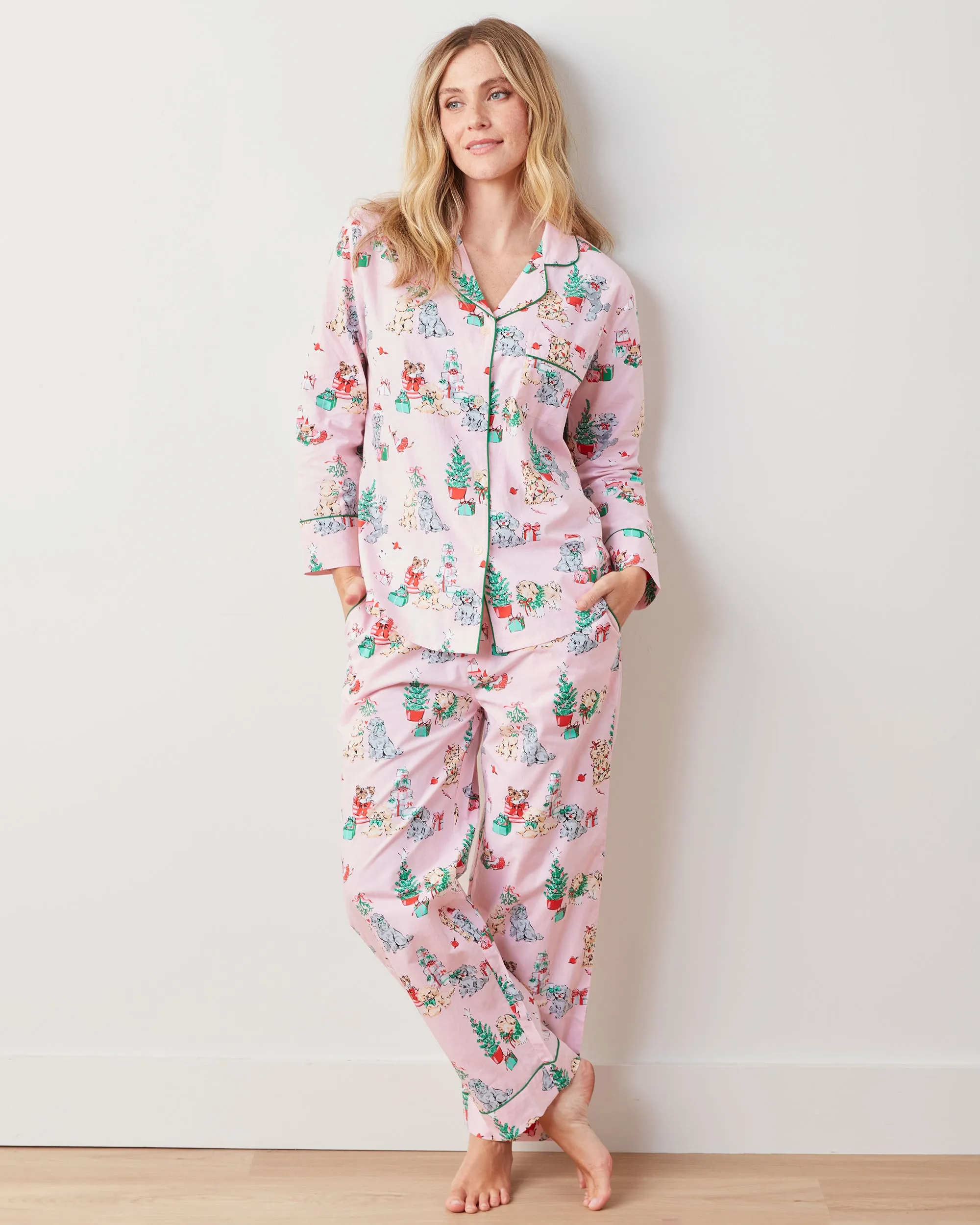 PF x The Hiltons Christmas Poodle Party - Long PJ Set - Rose sold by Printfresh product image thumbnail 4