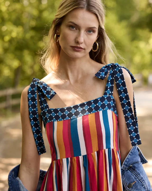 In Season Stripes - Way Around Dress - Garnet Glow sold by Printfresh