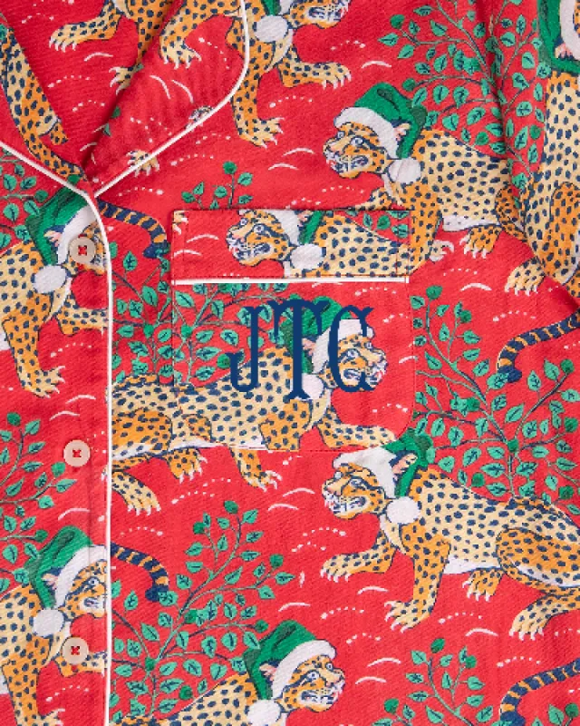 Holly Jolly Bagheera - Flannel Long PJ Set - Ruby sold by Printfresh