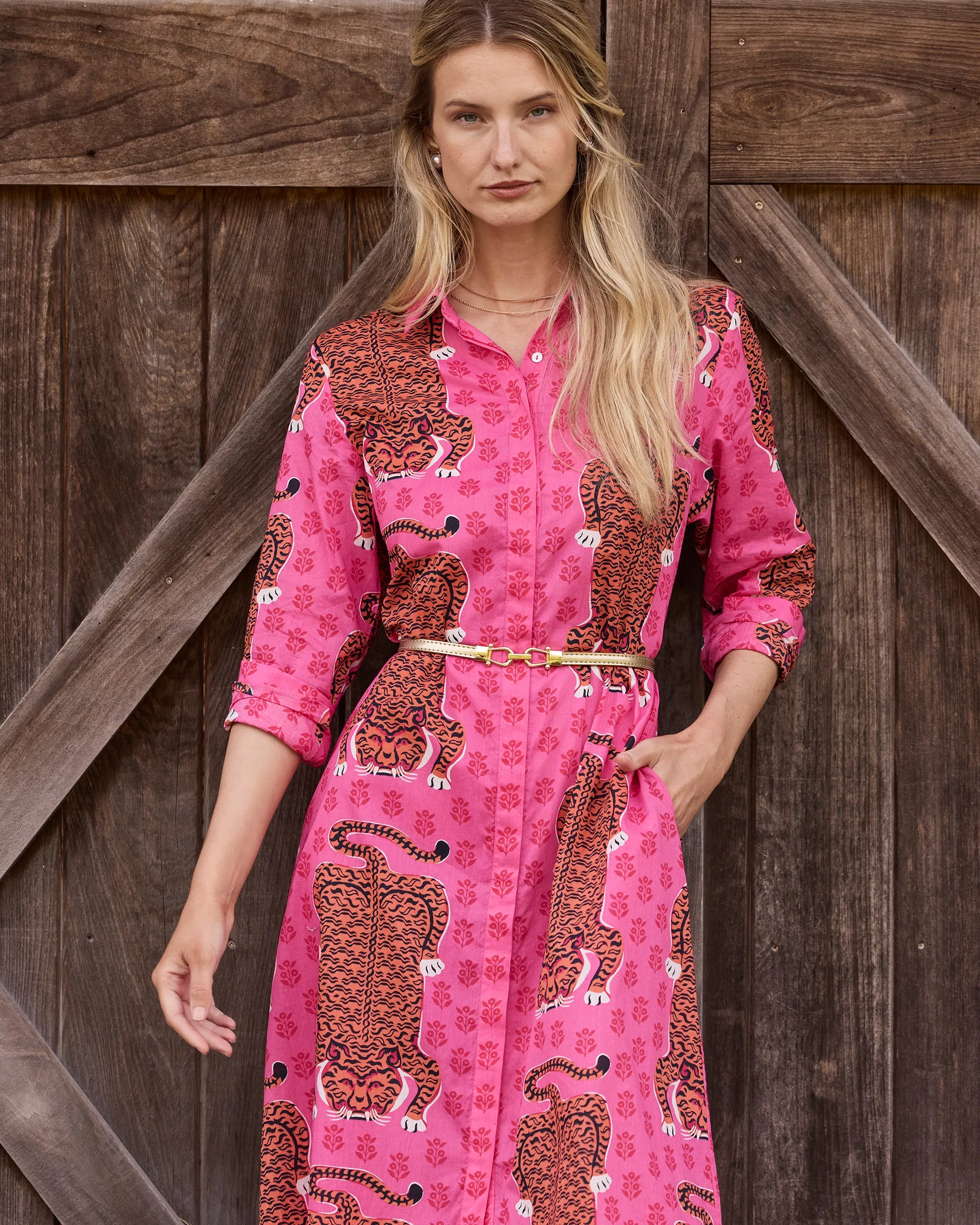 Siberian Stripes - Monaco Dress - Neon Rose sold by Printfresh product image thumbnail 3