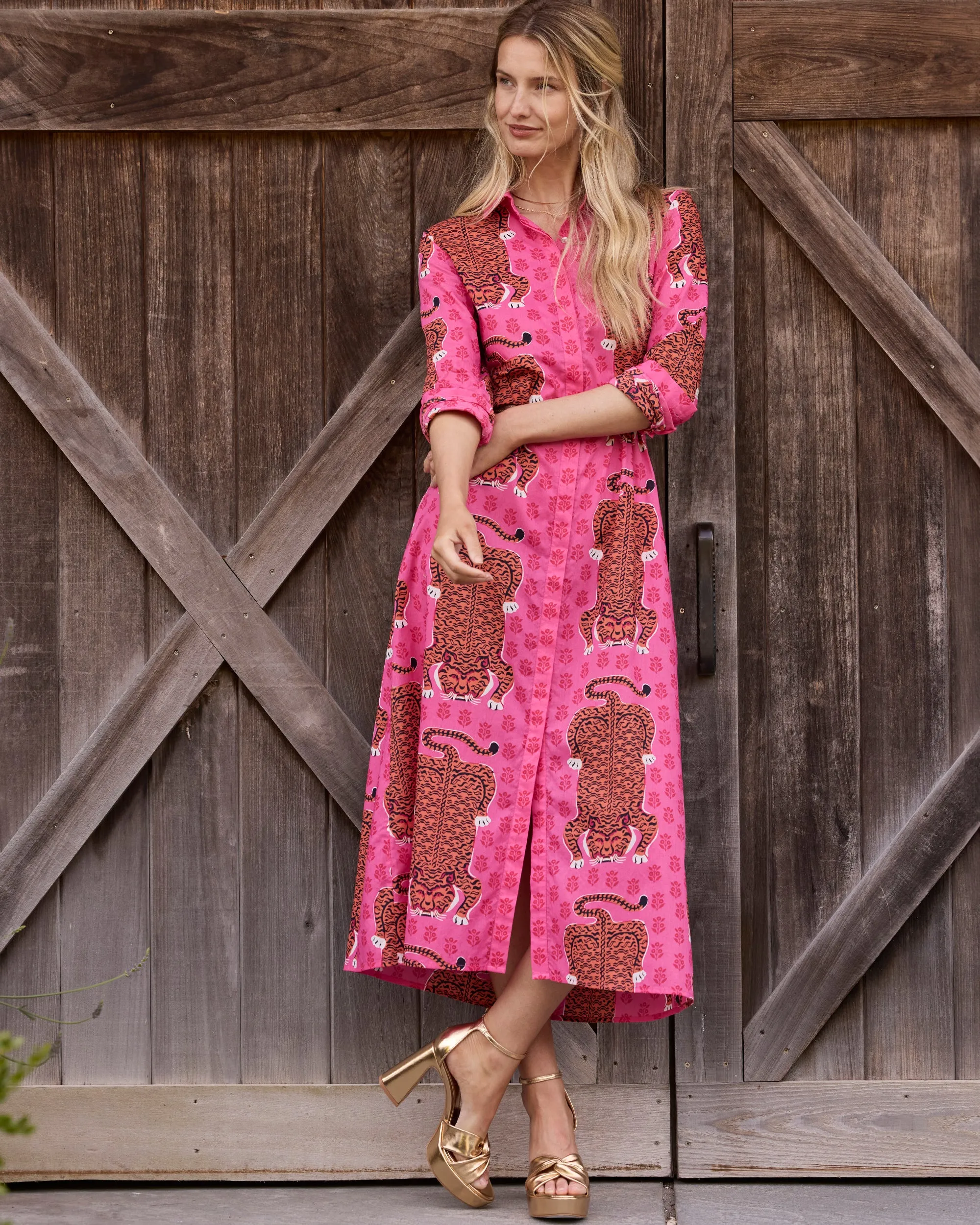 Siberian Stripes - Monaco Dress - Neon Rose sold by Printfresh product image thumbnail 4