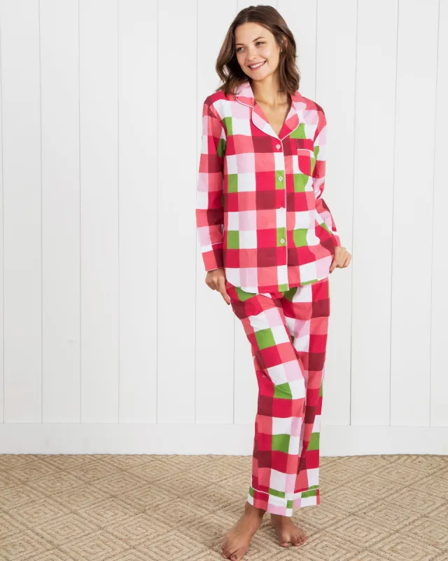 Buffalo Plaid - Petite Long Sleep Set - Mulled WIne made by Printfresh