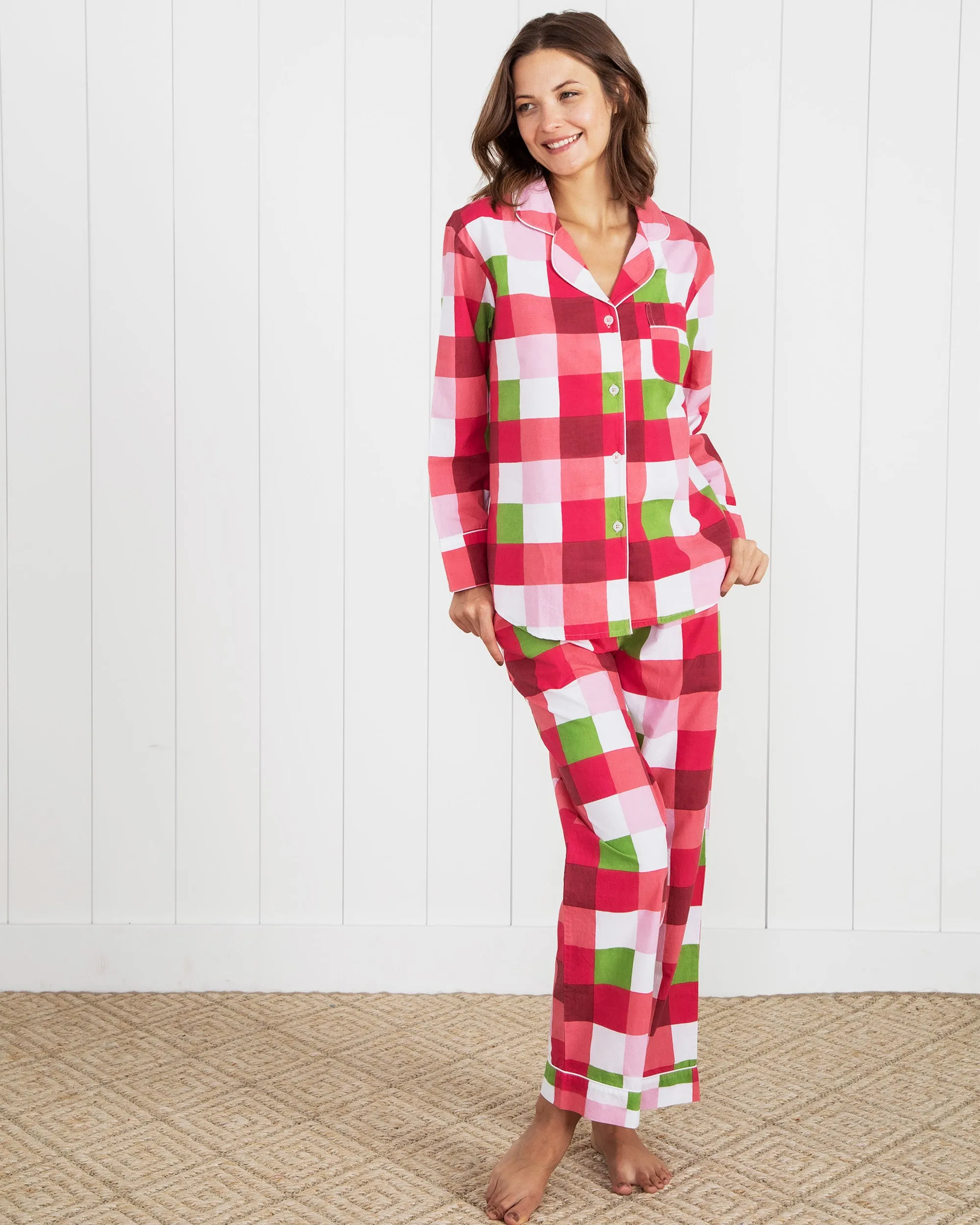 Buffalo Plaid - Petite Long Sleep Set - Mulled WIne sold by Printfresh