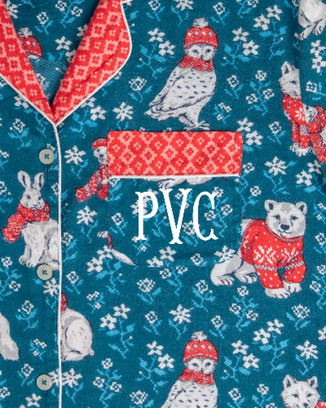Bundled Up - Lightweight Flannel Long PJ Set - Navy sold by Printfresh