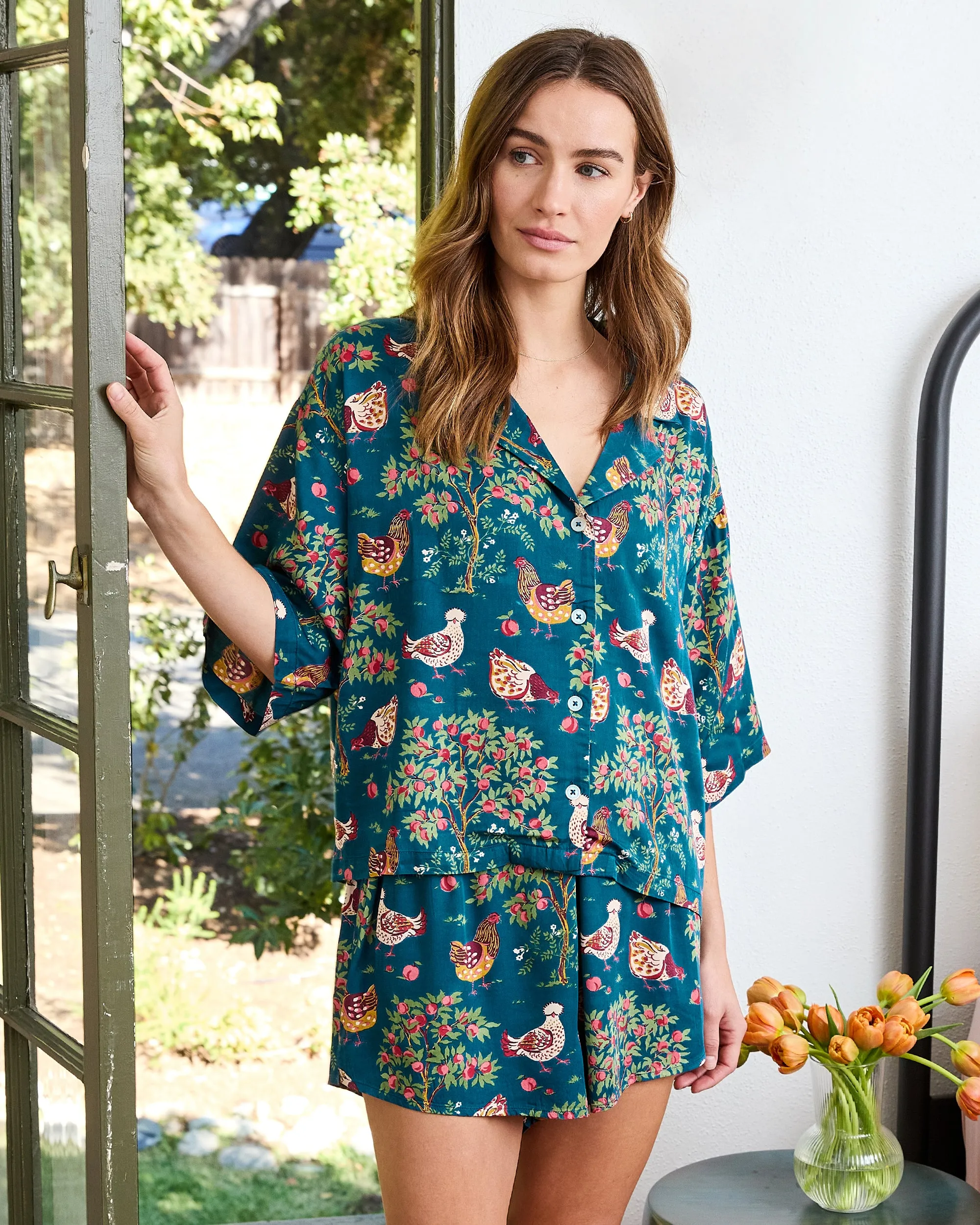 Hen House - Satin Sweet Dreams Set - Navy sold by Printfresh