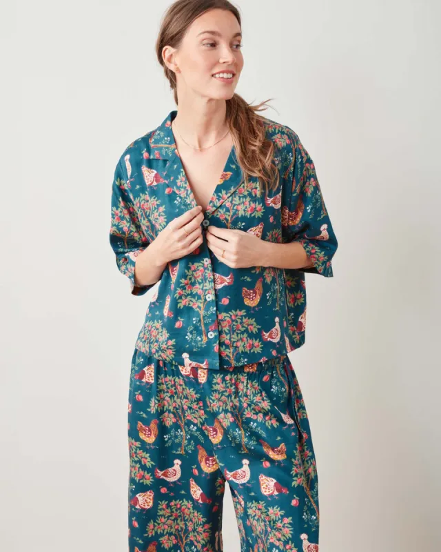 Hen House - Petite Satin Wildest Dream Set - Navy sold by Printfresh
