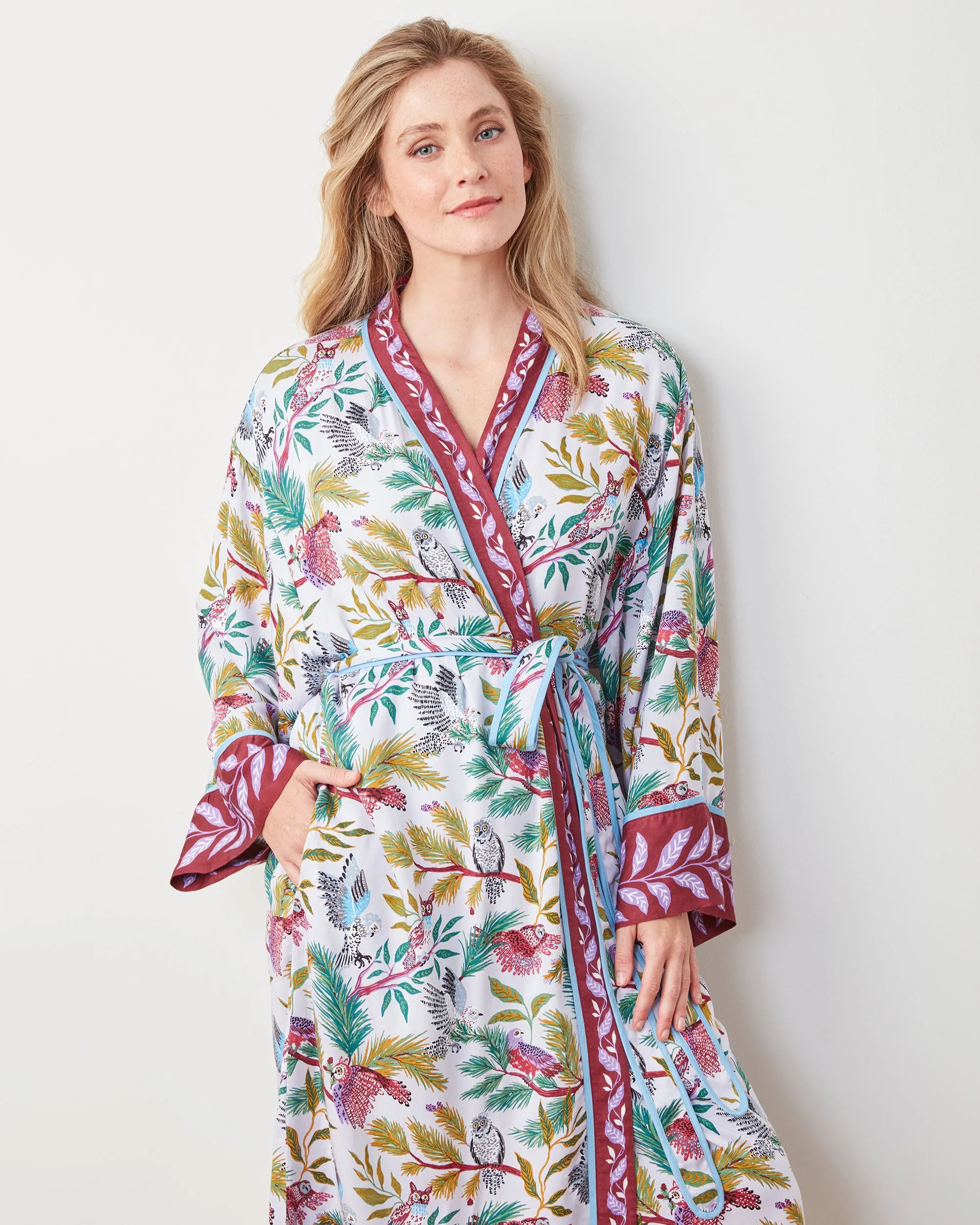Wise Owls - Satin Robe - Dusty Lilac sold by Printfresh