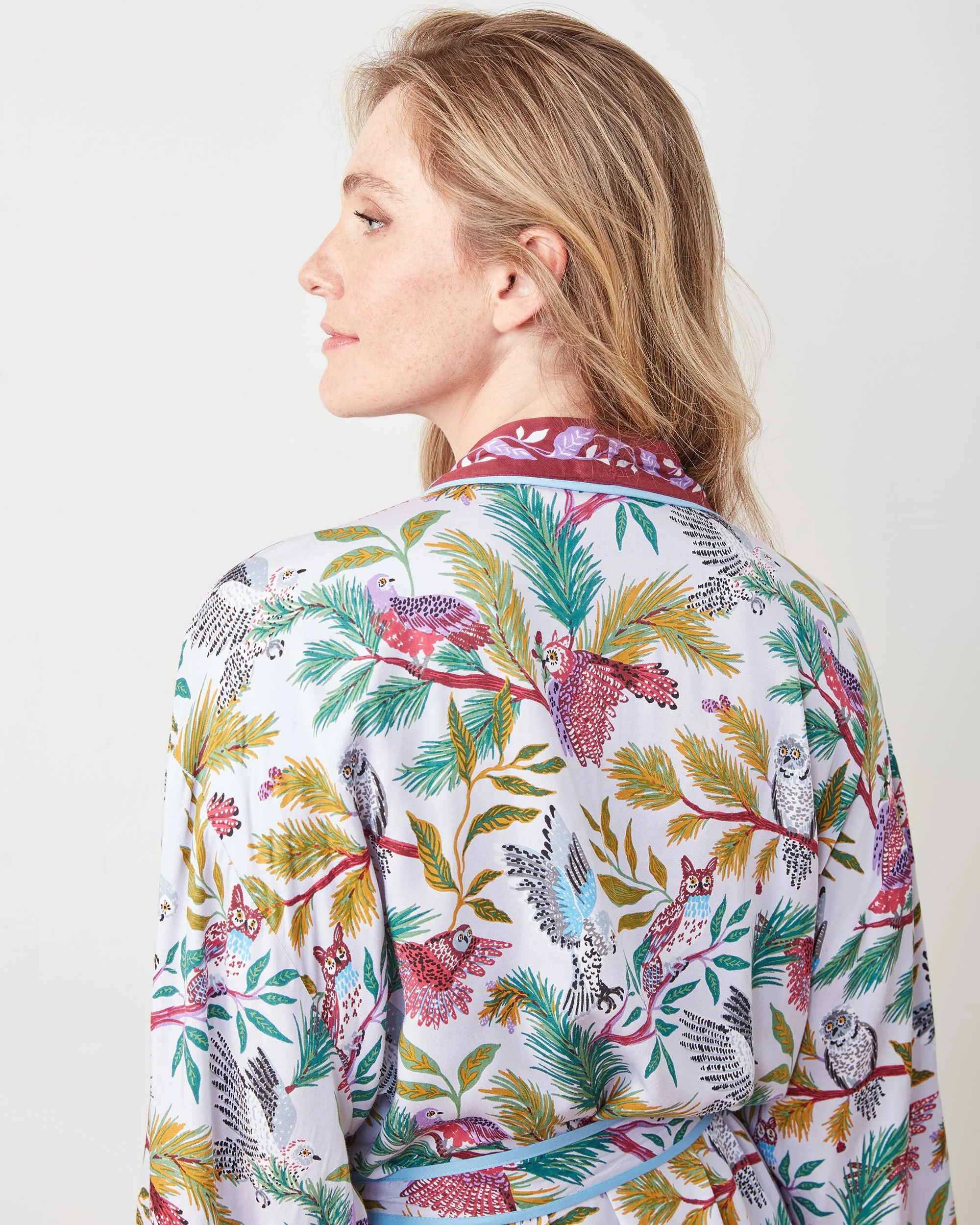 Wise Owls - Satin Robe - Dusty Lilac sold by Printfresh product image thumbnail 3