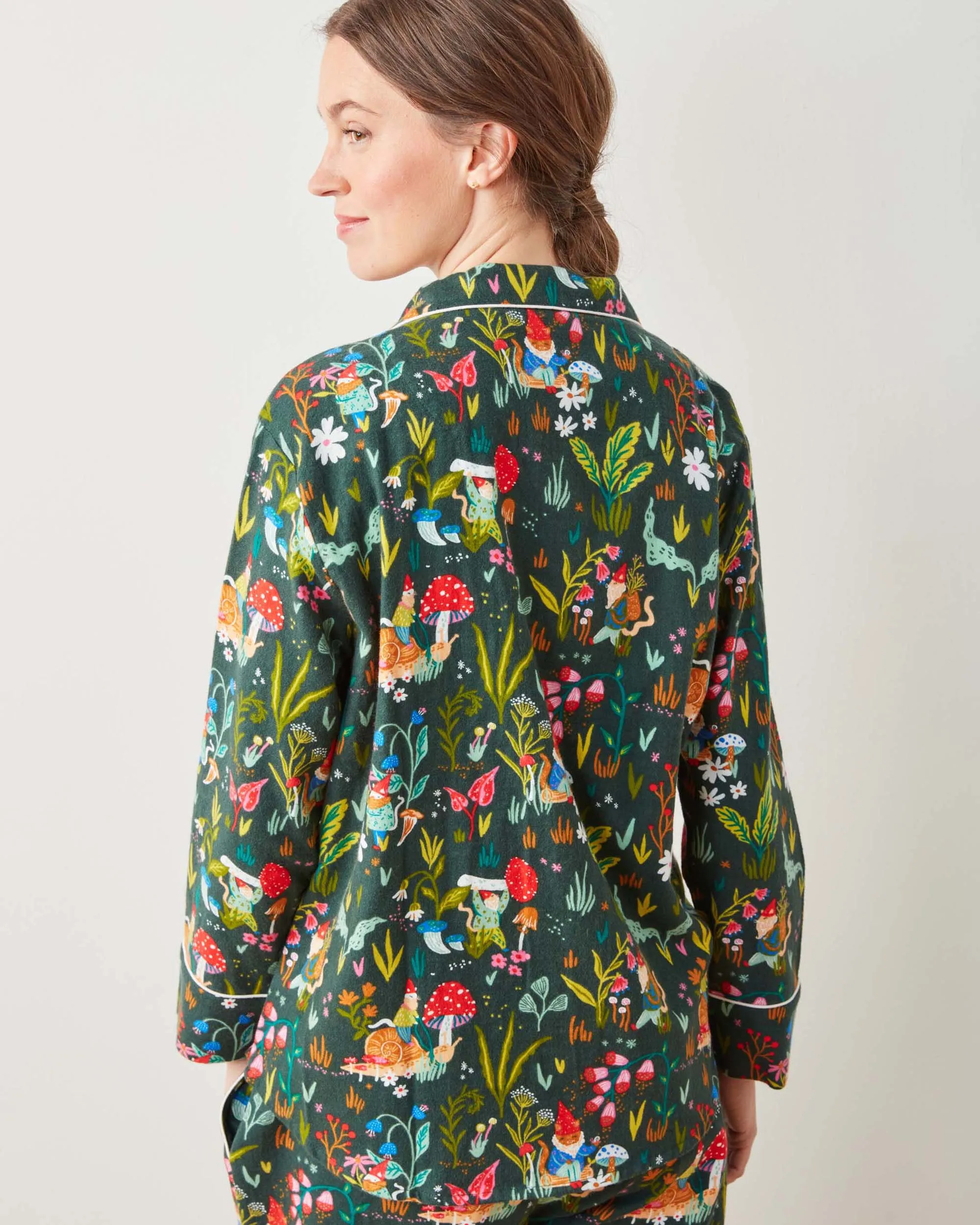 Gnome Garden - Midweight Flannel Long PJ Set - Olive Tree sold by Printfresh product image thumbnail 3