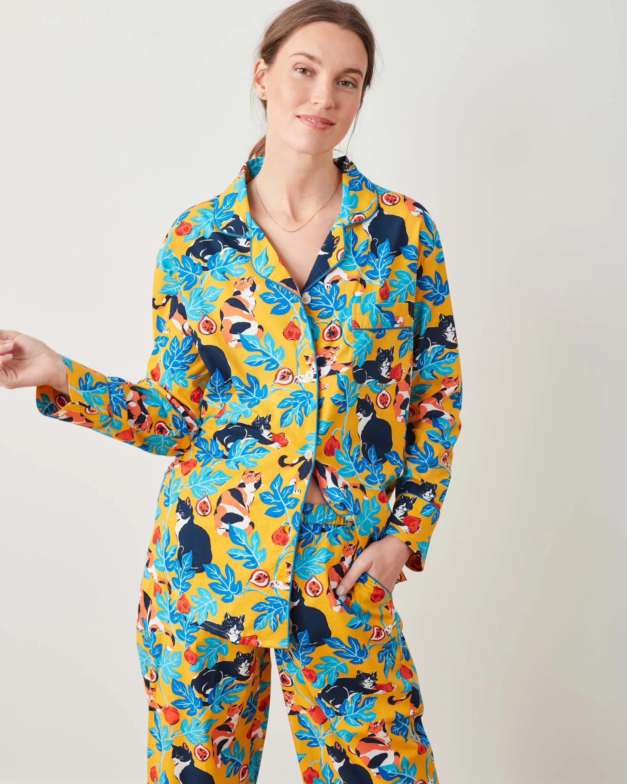 Figs & Felines - Long PJ Set - Goldenrod sold by Printfresh product image thumbnail 3
