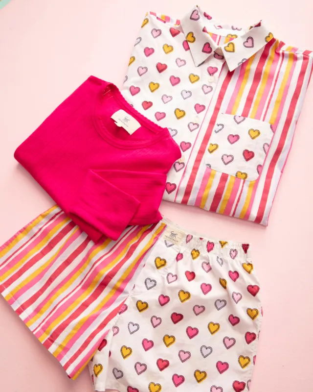 Candy Hearts Stripe - 3-Piece Mix & Match Set - Multi sold by Printfresh