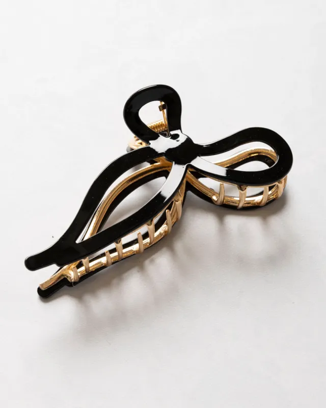 Black Ballet Bow - Acetate Claw Clip - Solar Eclipse sold by Printfresh