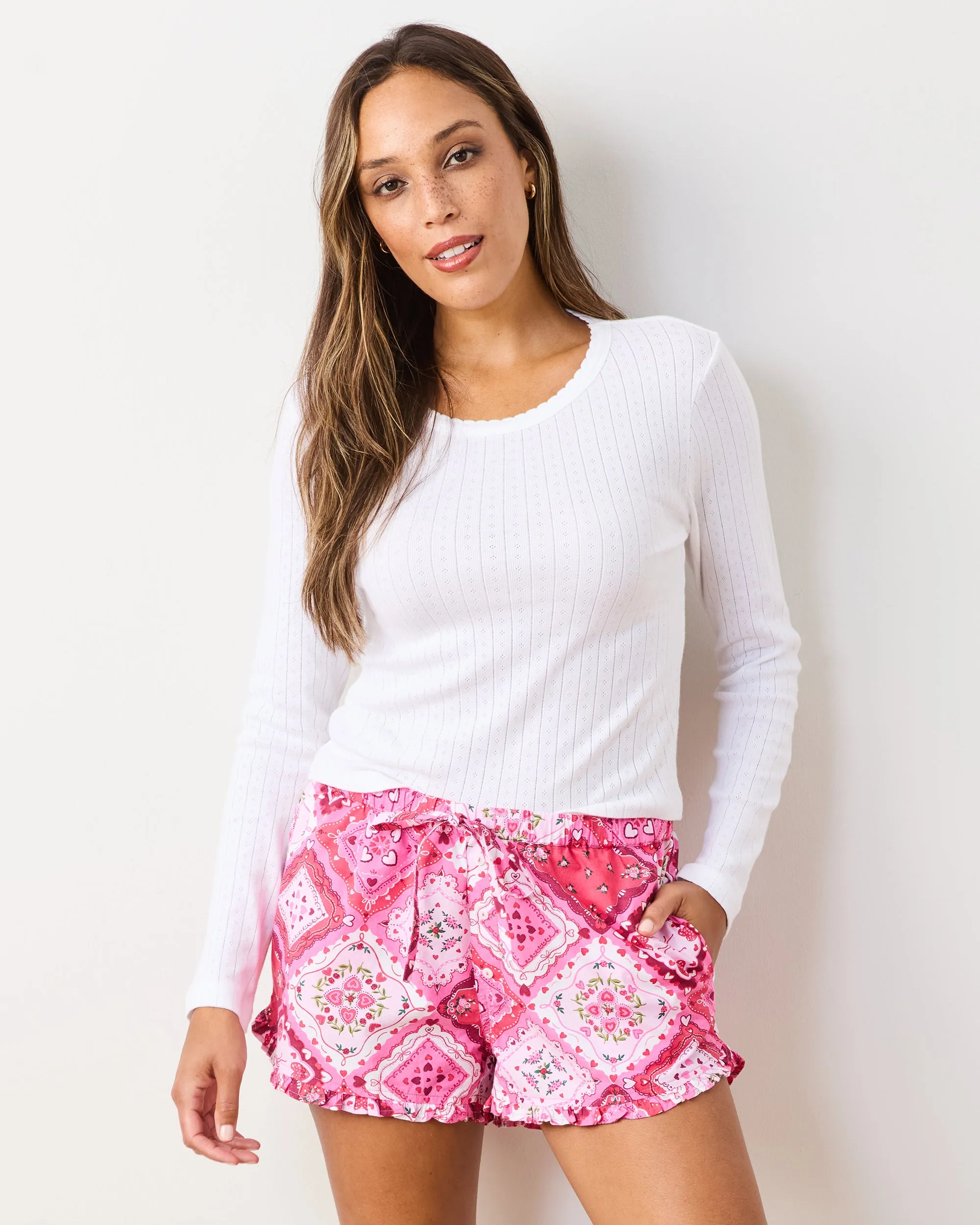 Vintage Valentine - Ruffle Shorts - Mailbox Pink sold by Printfresh product image thumbnail 4