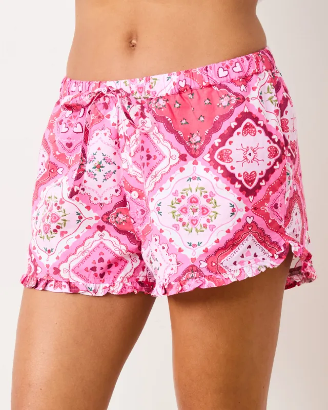 Vintage Valentine - Ruffle Shorts - Mailbox Pink sold by Printfresh