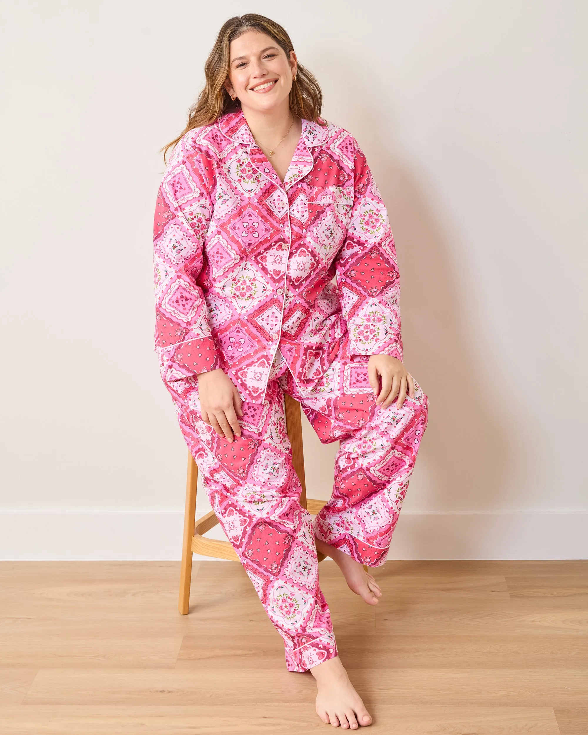 Vintage Valentine - Petite Long PJ Set - Mailbox Pink sold by Printfresh product image thumbnail 2