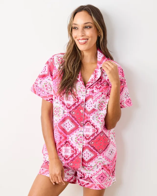 Vintage Valentine - Short PJ Set - Mailbox Pink sold by Printfresh