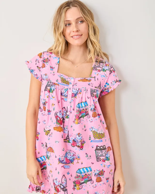Parisian Poodles - Pintuck Nightgown - Paris Pink sold by Printfresh