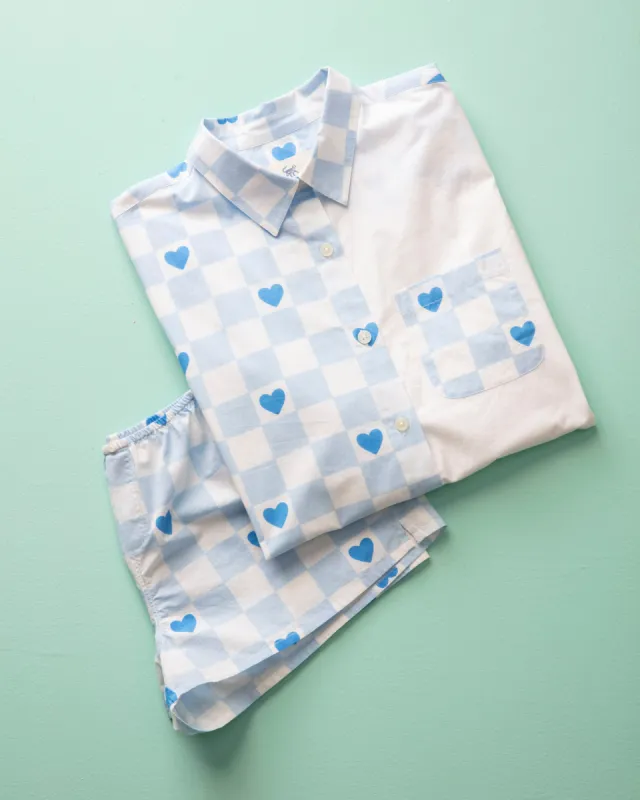 Checkered Hearts - Everyday Button Down & Bradshaw Boxer - Blue Eyes sold by Printfresh