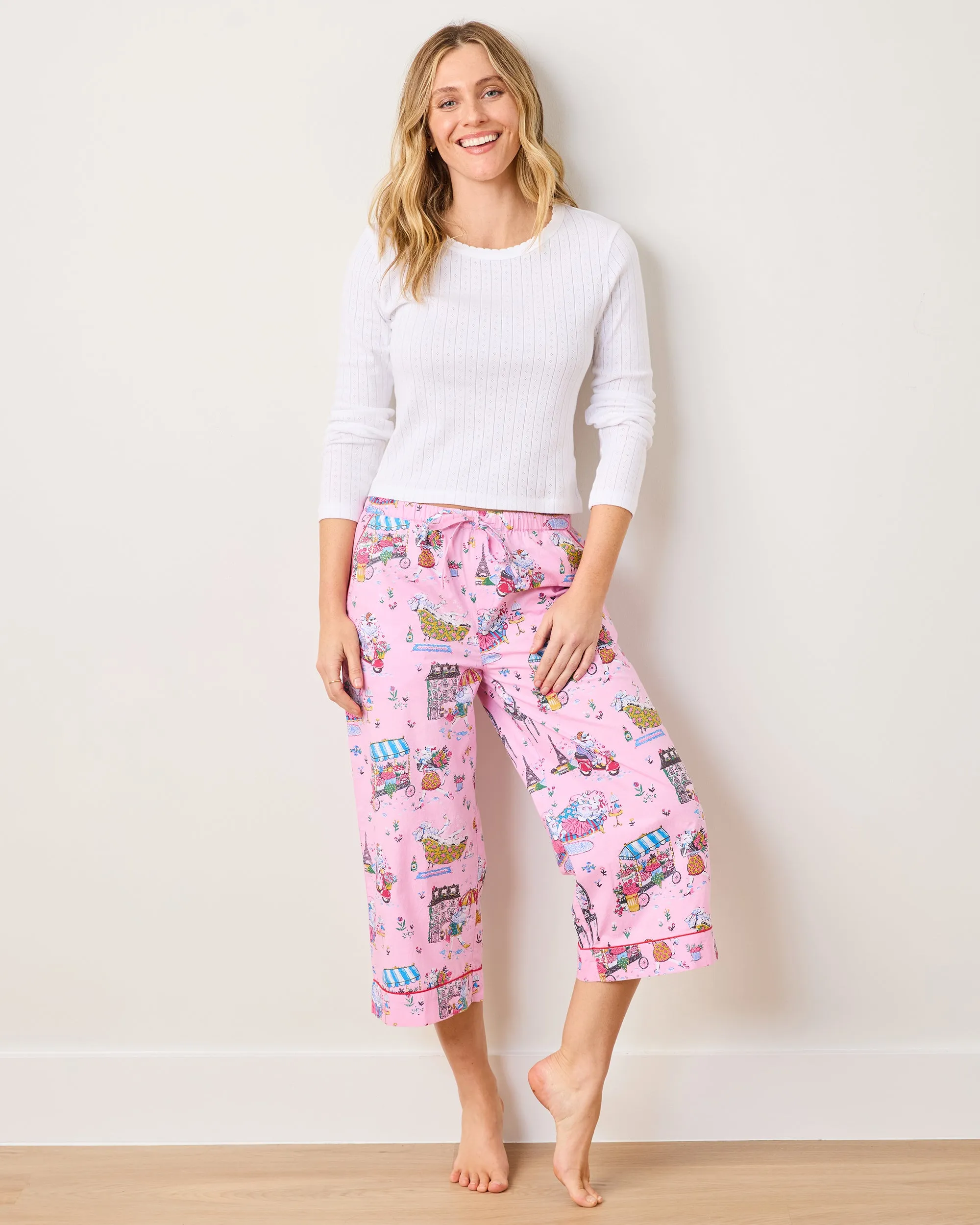 Parisian Poodles - Cropped PJ Pants - Paris Pink sold by Printfresh product image thumbnail 2