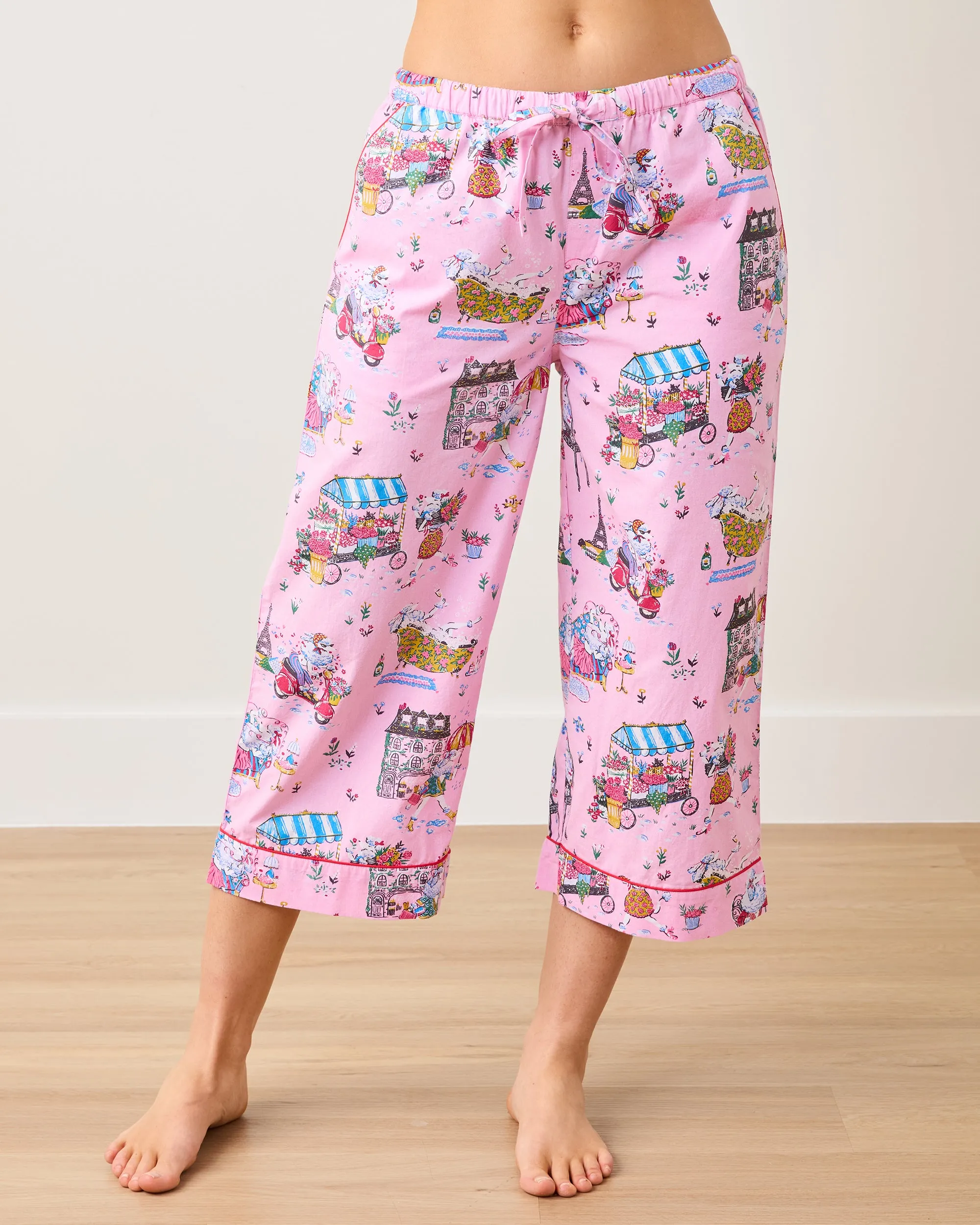 Parisian Poodles - Cropped PJ Pants - Paris Pink sold by Printfresh