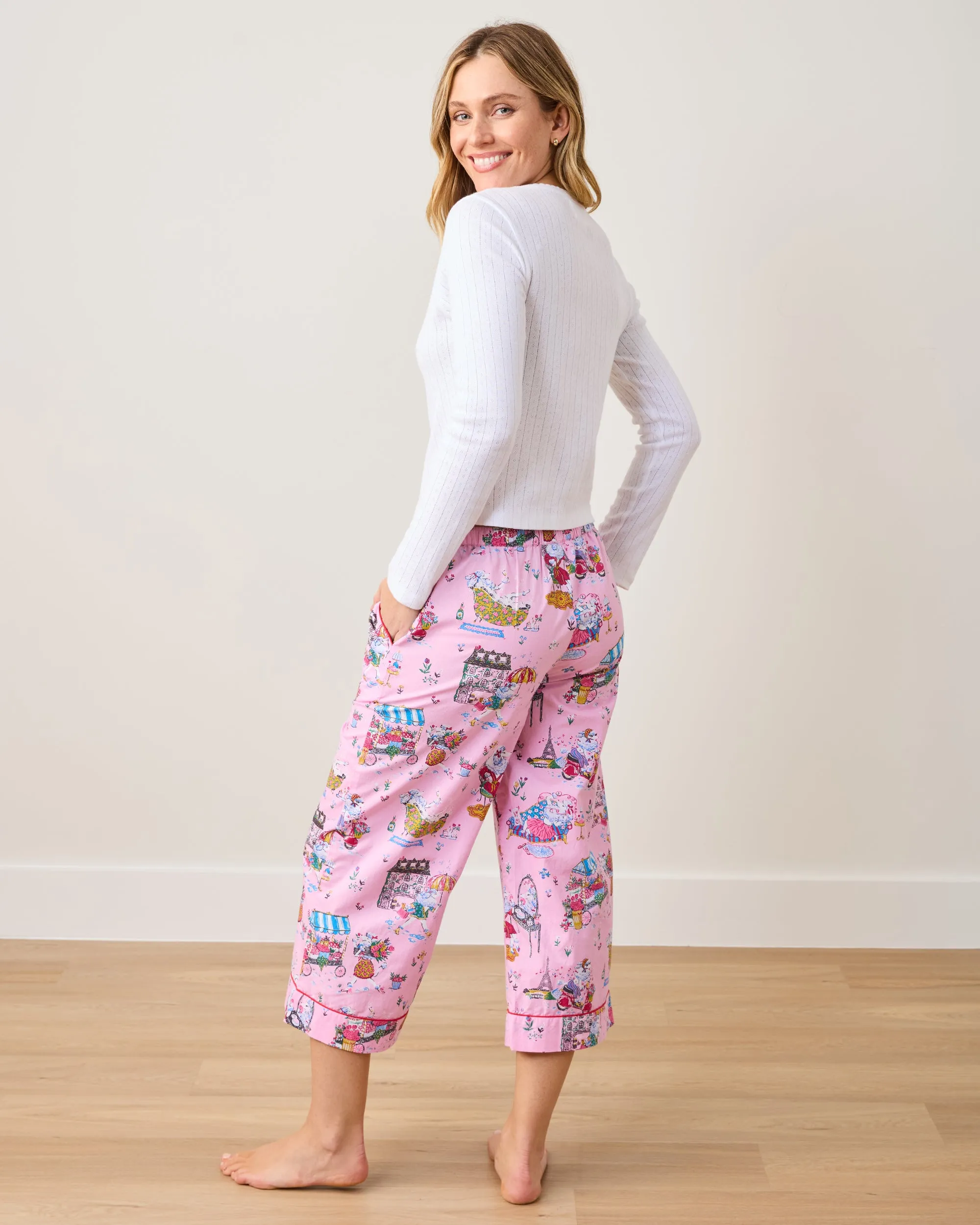 Parisian Poodles - Cropped PJ Pants - Paris Pink sold by Printfresh product image thumbnail 3