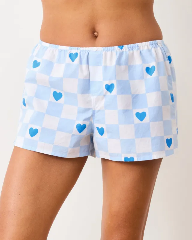 Checkered Hearts - Bradshaw Boxer Short - Blue Eyes sold by Printfresh