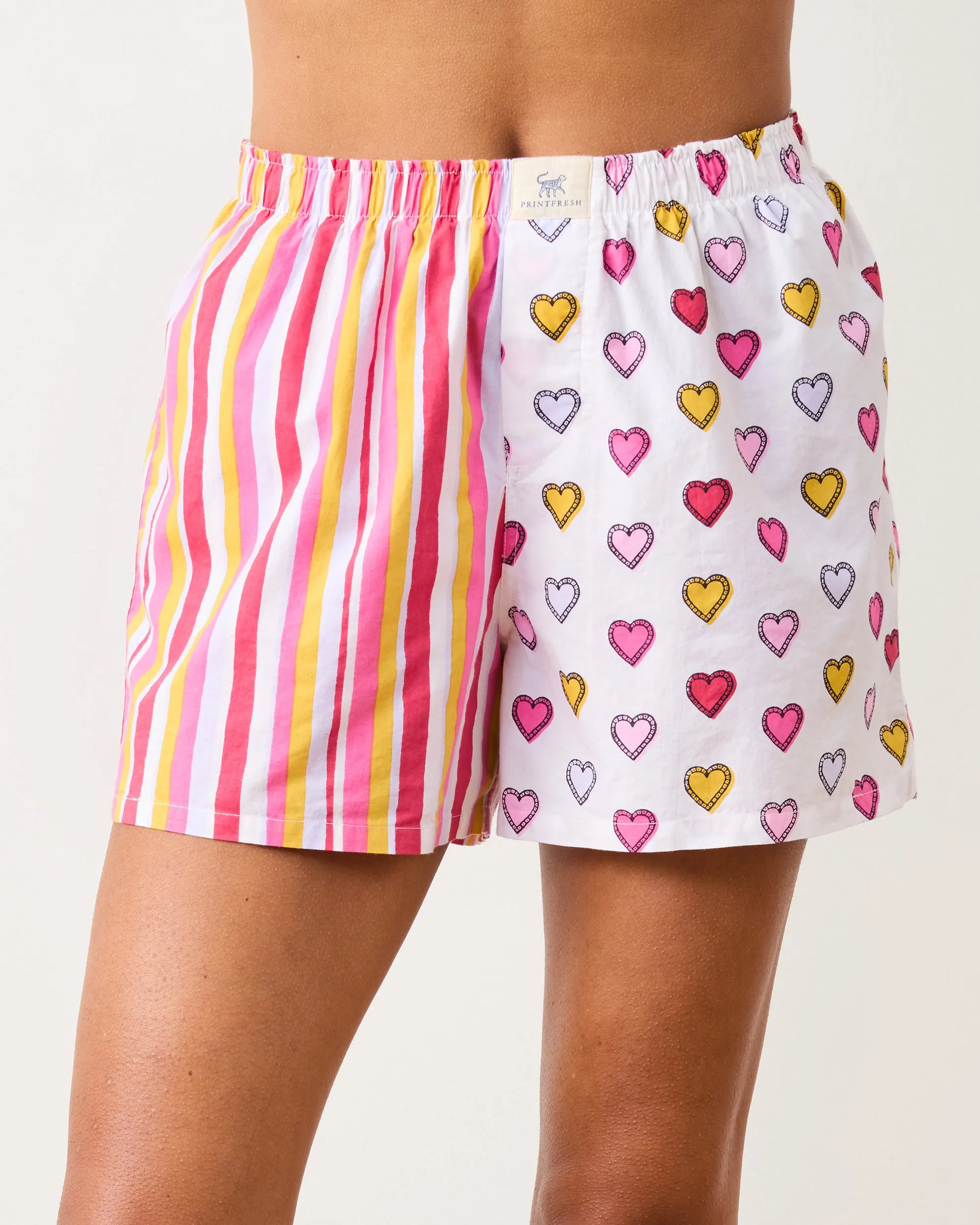 Candy Hearts Stripe - Boyfriend Boxer - Candy Cloud sold by Printfresh