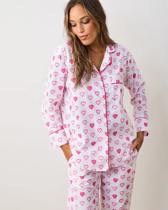 Candy Hearts - Petite Long PJ Set - Pale Pink sold by Printfresh