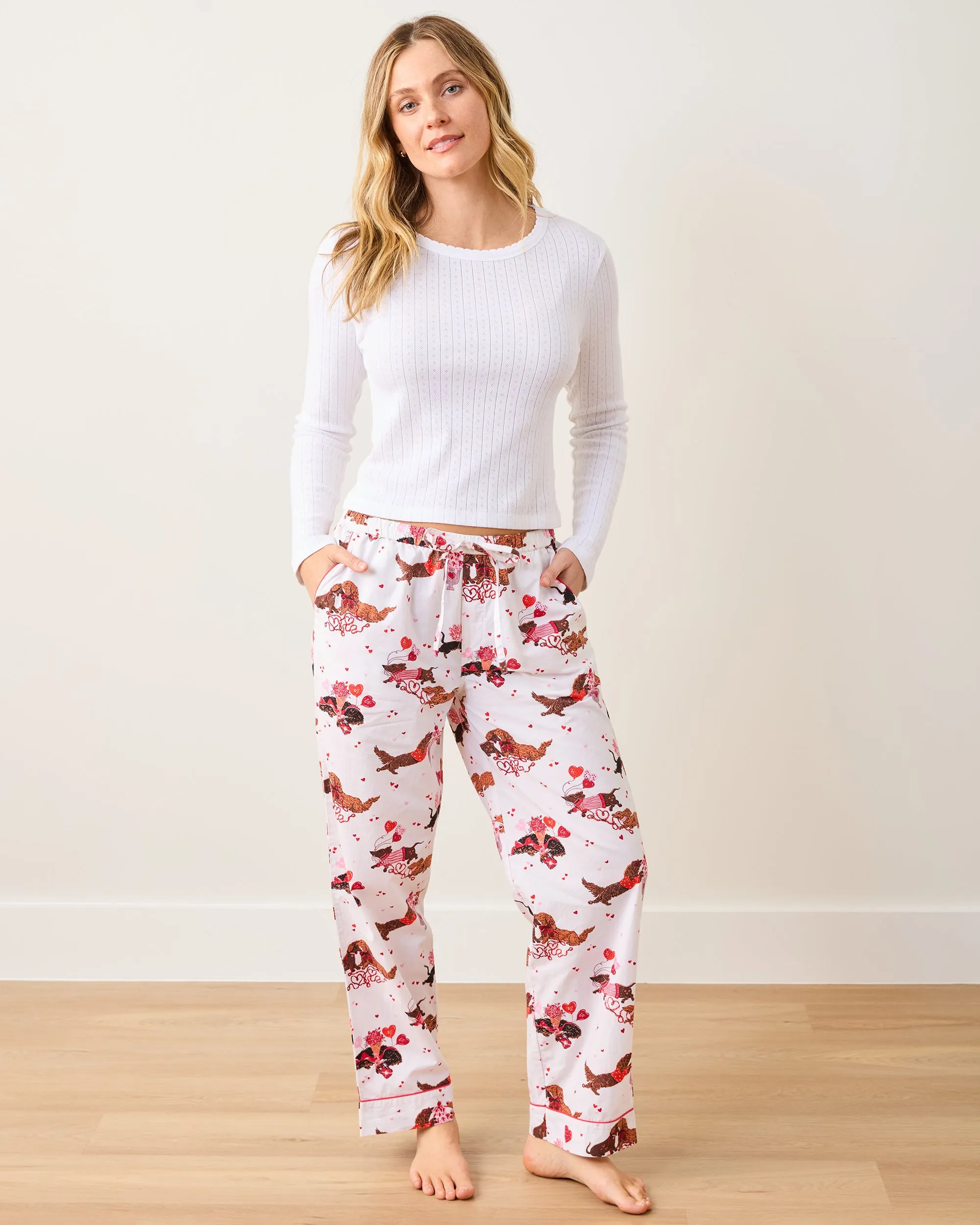 Dachshund Date - Petite PJ Pants - Cloud sold by Printfresh