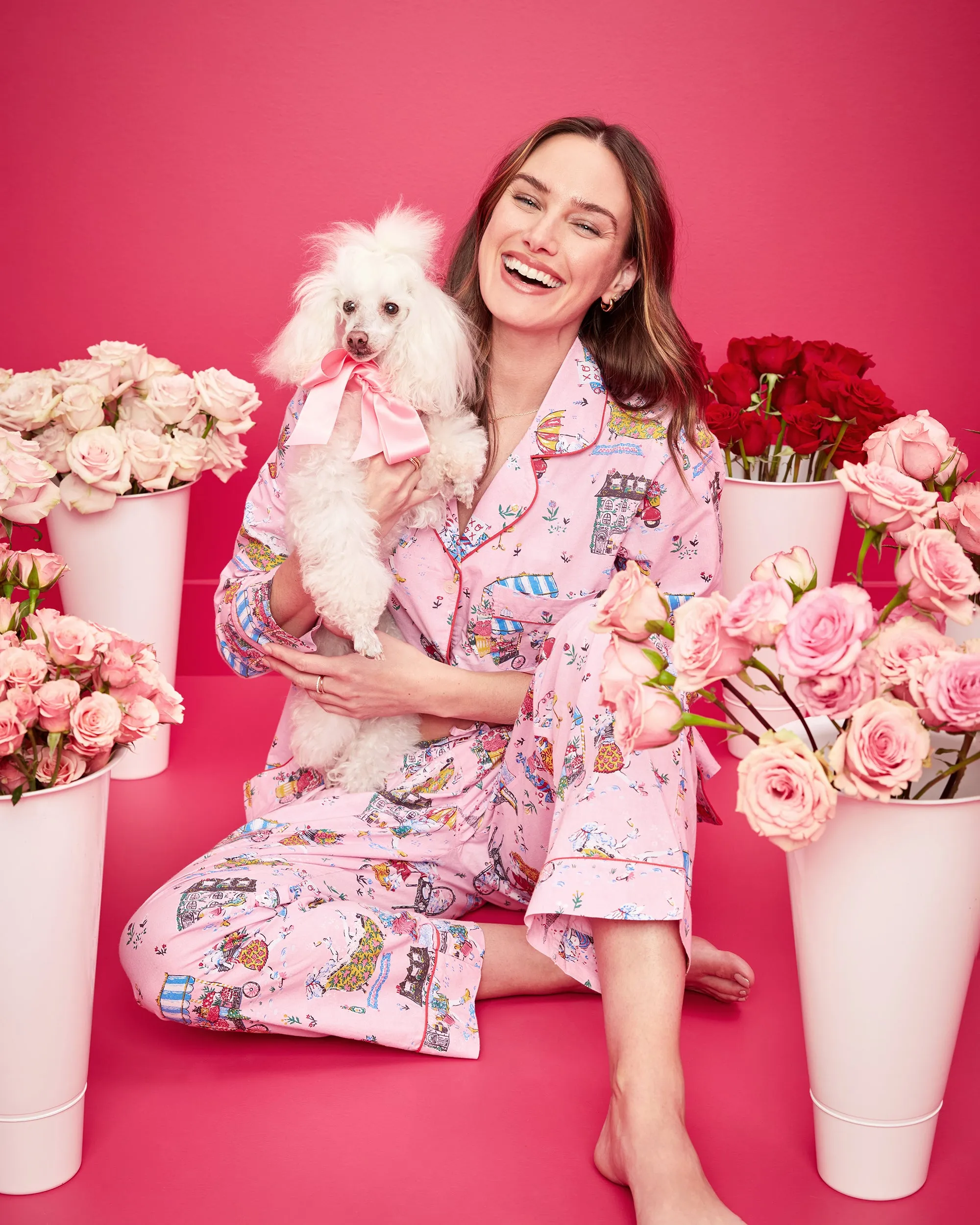 Parisian Poodles - Long PJ Set - Paris Pink sold by Printfresh product image thumbnail 2