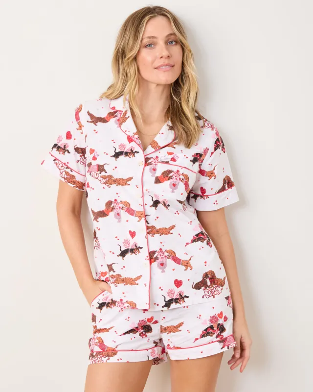 Dachshund Date - Short PJ Set - Cloud sold by Printfresh