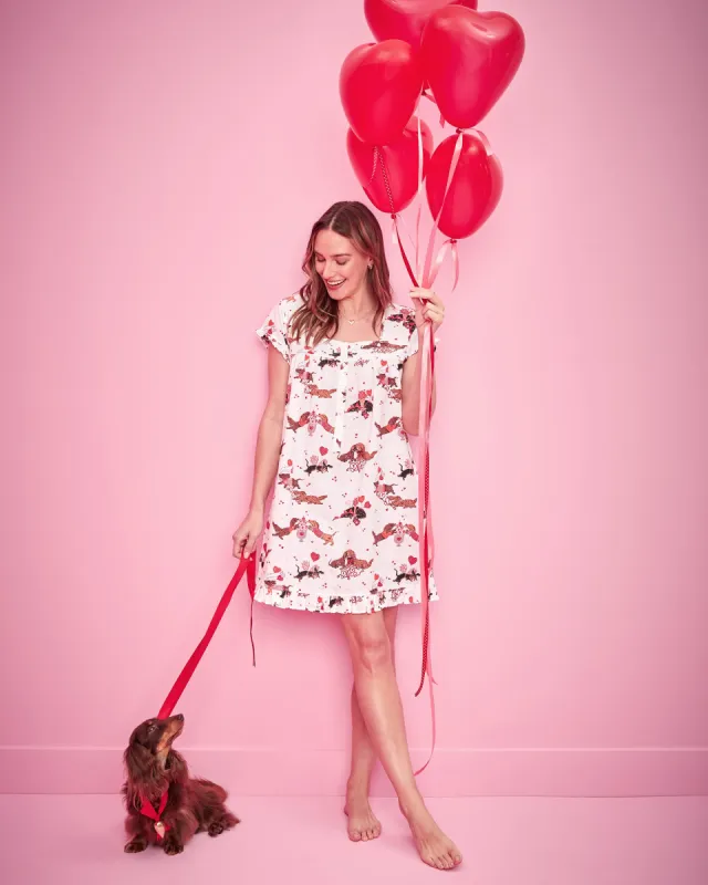 Dachshund Date - Pintuck Nightgown - Cloud sold by Printfresh