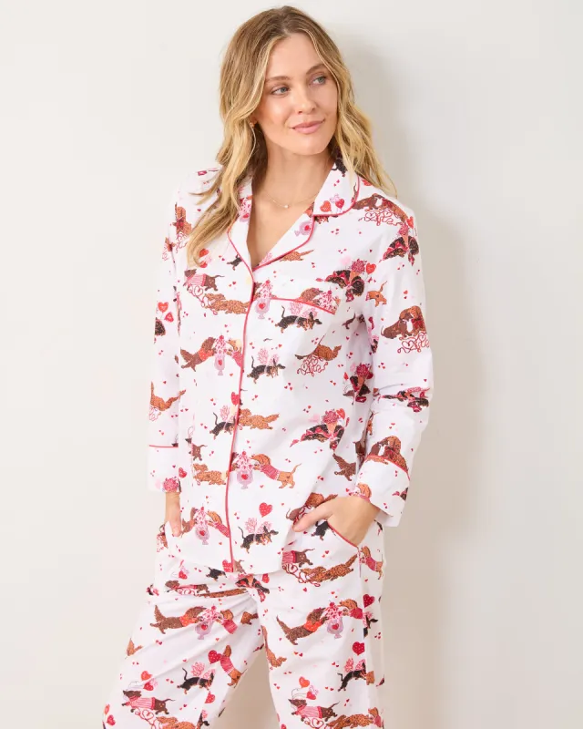 Dachshund Date - Long PJ Set - Cloud sold by Printfresh