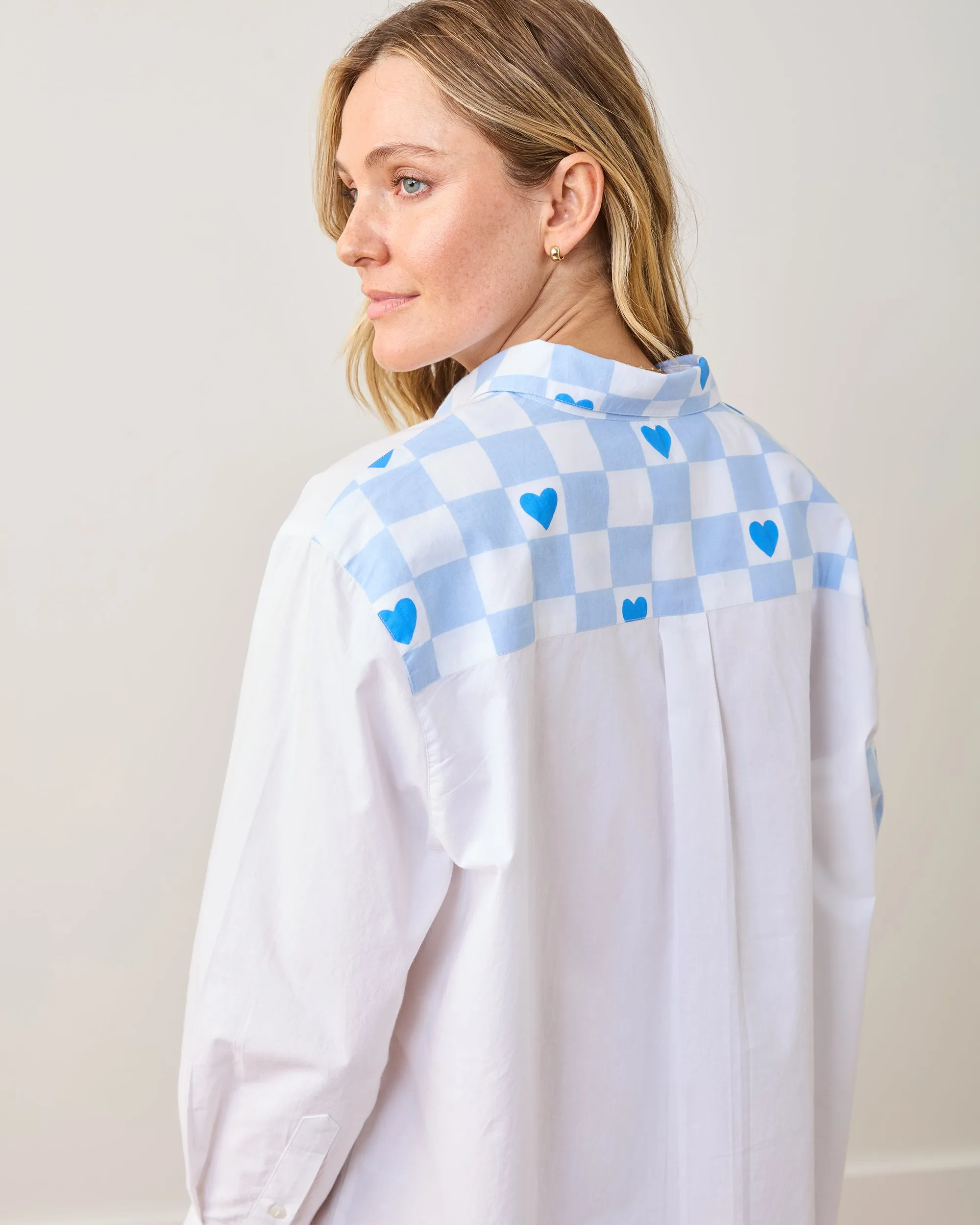 Checkered Hearts - Everyday Button Down - Blue Eyes sold by Printfresh product image thumbnail 5