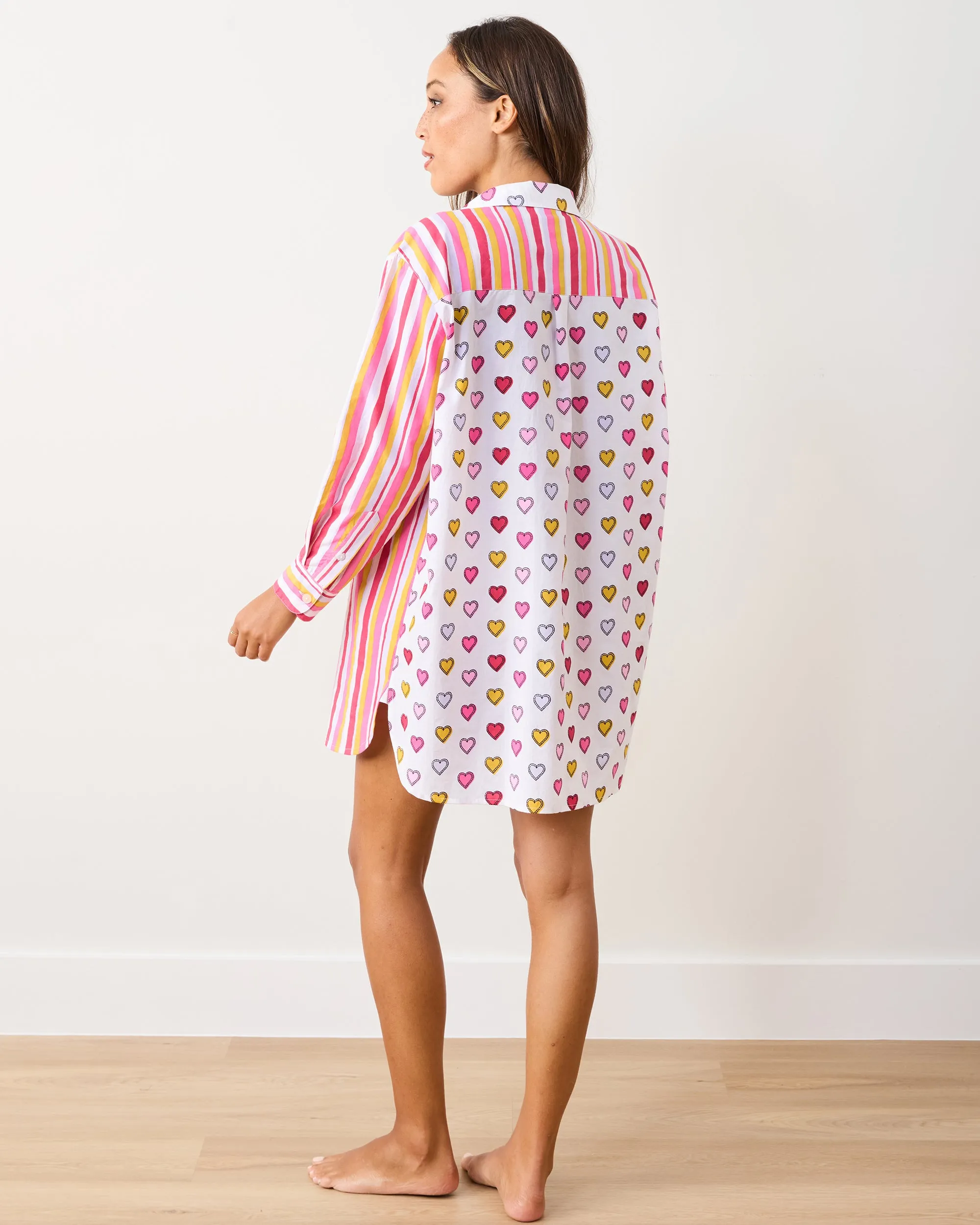 Candy Hearts Stripe - Everyday Button Down - Candy Cloud sold by Printfresh product image thumbnail 3