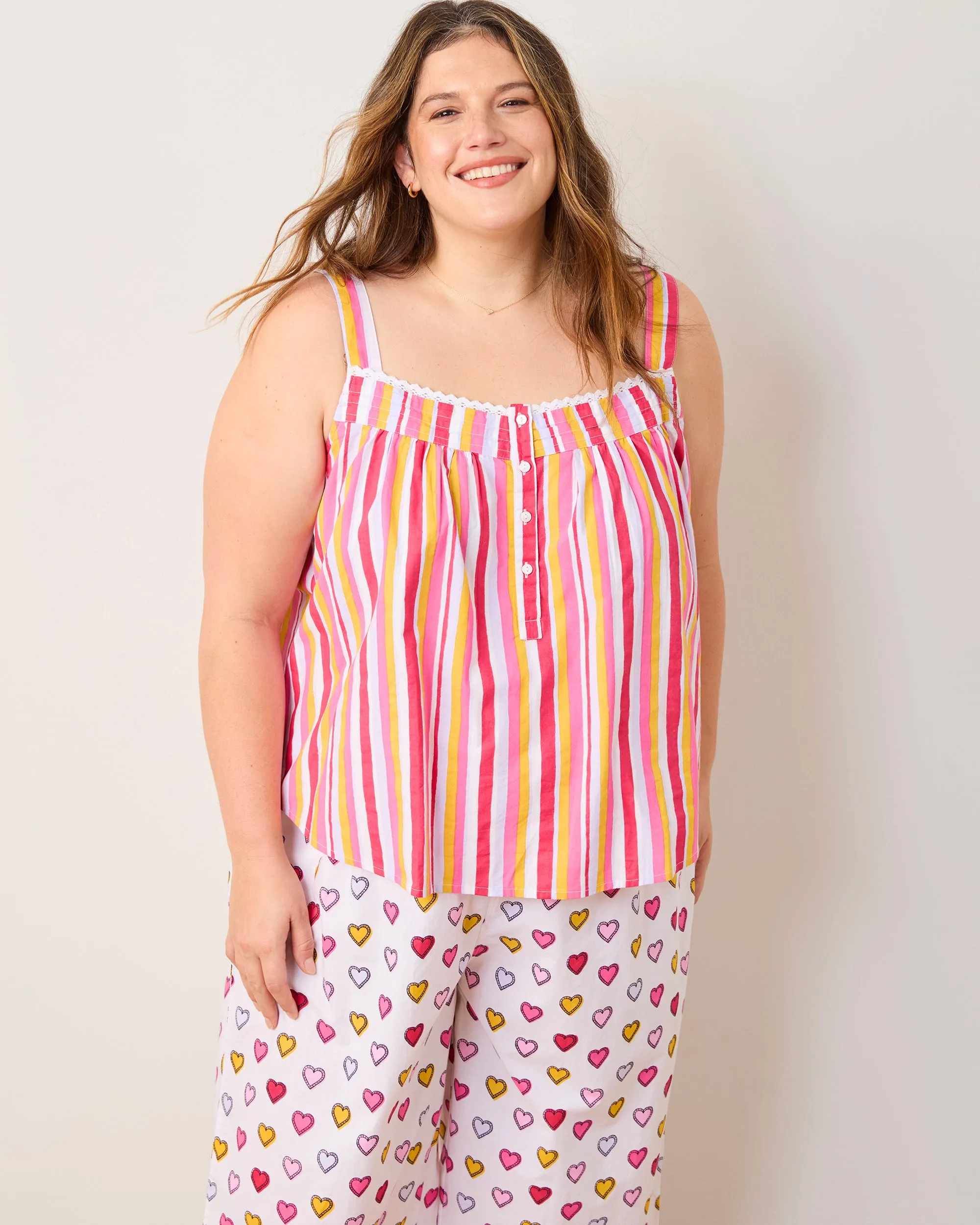 Candy Hearts Stripe - Back To Bed Cropped Pant Set - Candy Cloud sold by Printfresh product image thumbnail 5