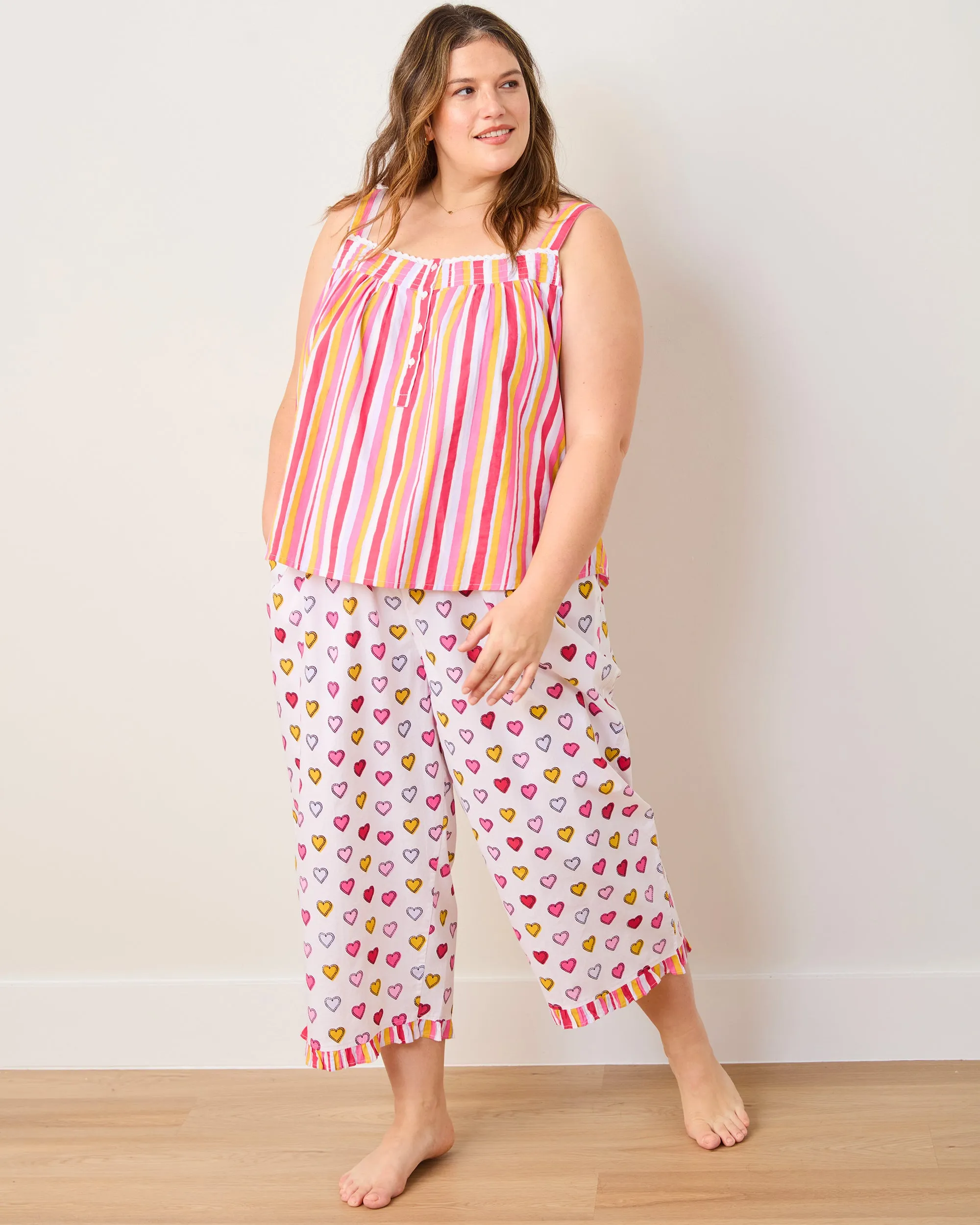 Candy Hearts Stripe - Back To Bed Cropped Pant Set - Candy Cloud sold by Printfresh product image thumbnail 2