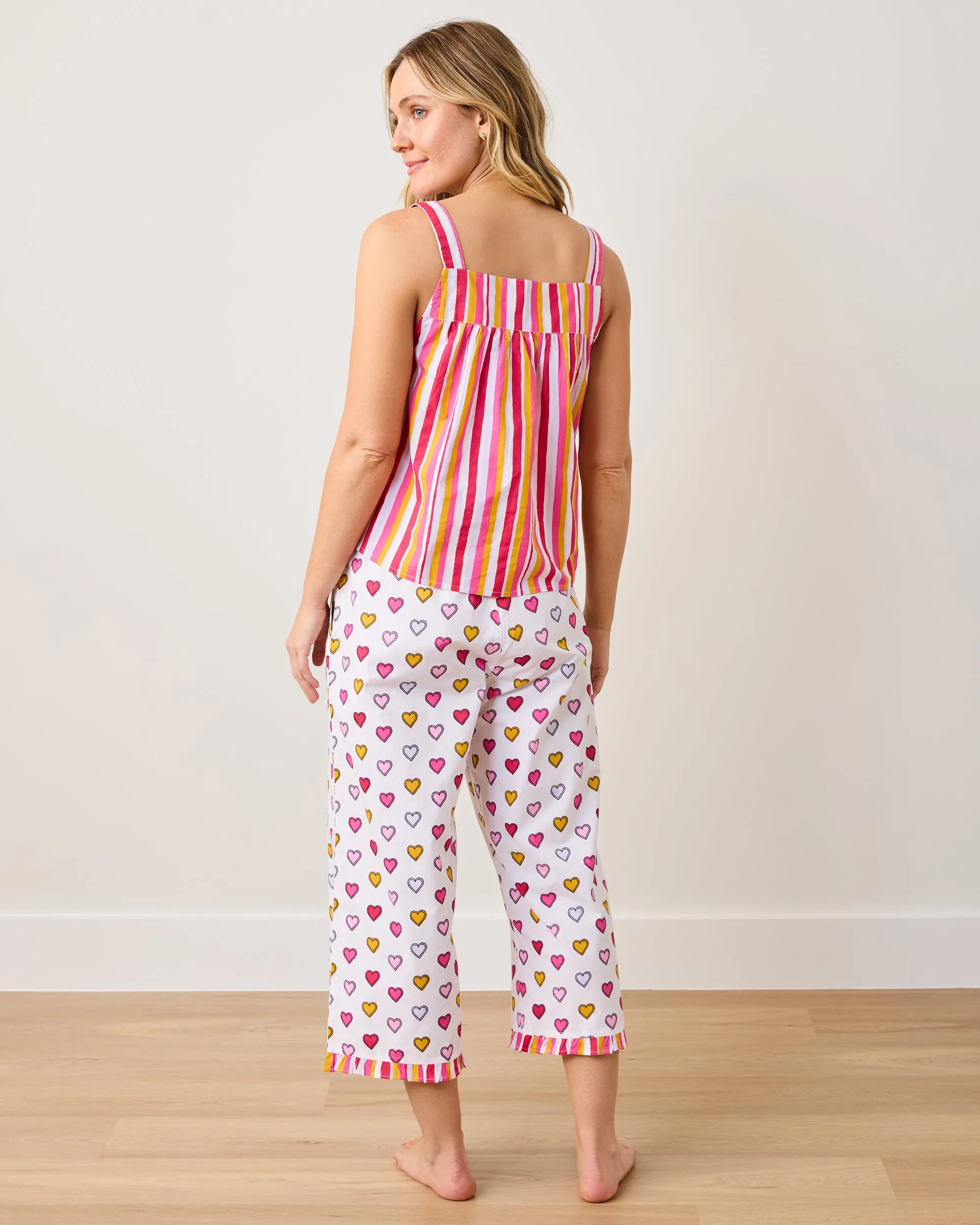 Candy Hearts Stripe - Back To Bed Cropped Pant Set - Candy Cloud sold by Printfresh product image thumbnail 4