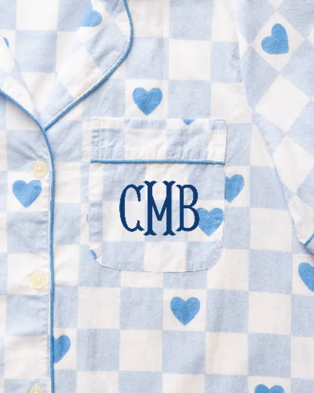 Checkered Hearts - Long PJ Set - Blue Eyes sold by Printfresh