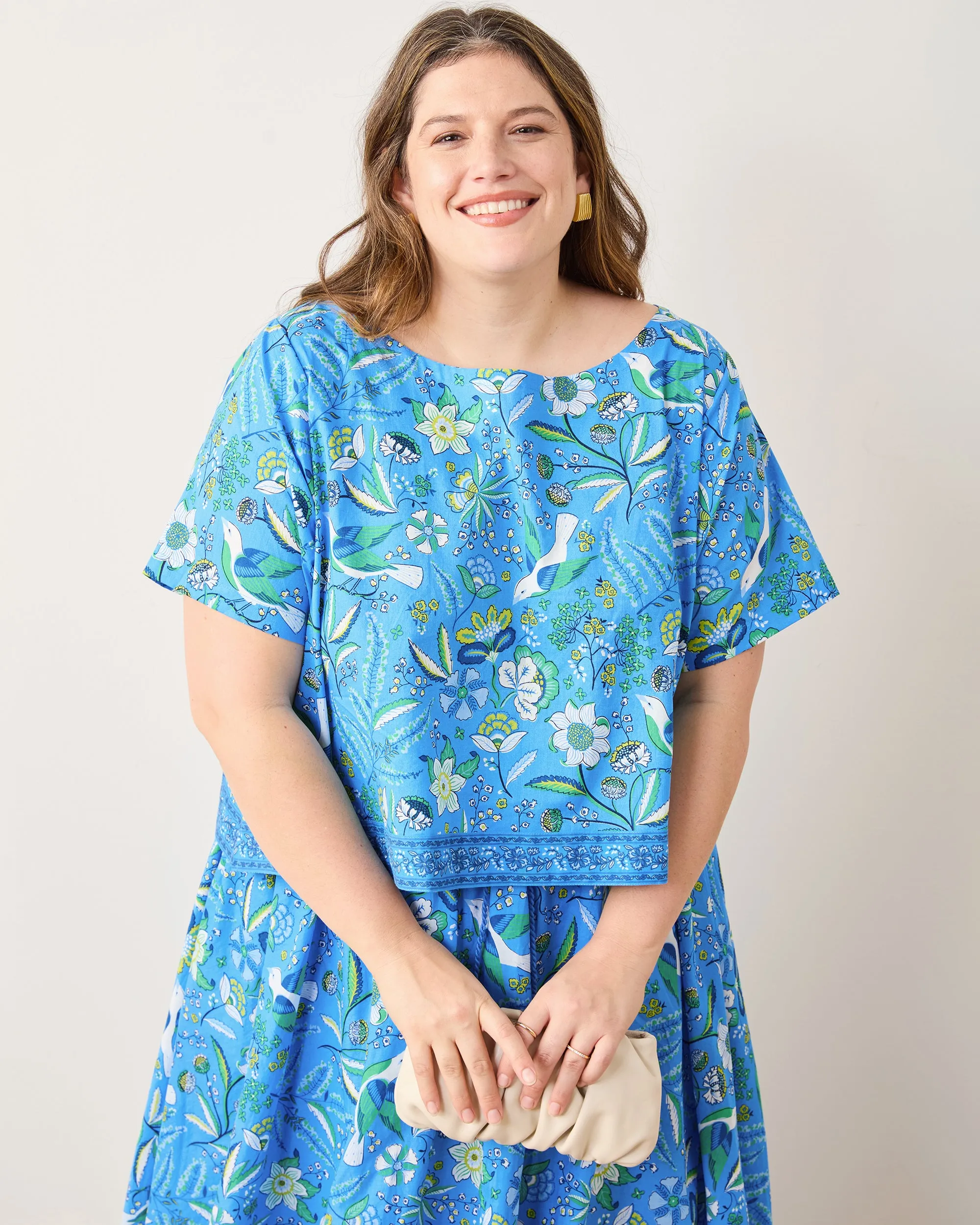 Painter's Garden - Carry On Cropped Top - Cobalt Blue sold by Printfresh product image thumbnail 2