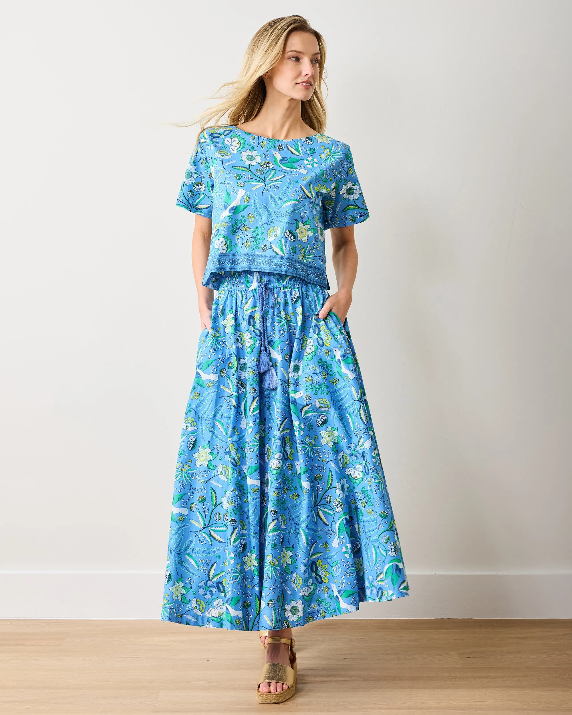 Painter's Garden - Carry On Cropped Top - Cobalt Blue sold by Printfresh product image thumbnail 5