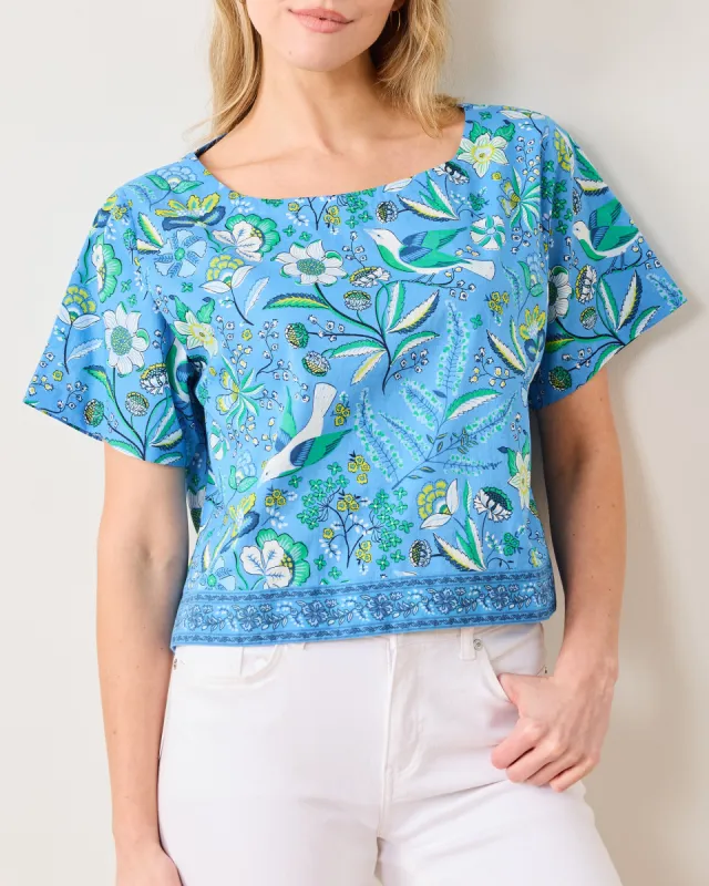 Painter's Garden - Carry On Cropped Top - Cobalt Blue sold by Printfresh