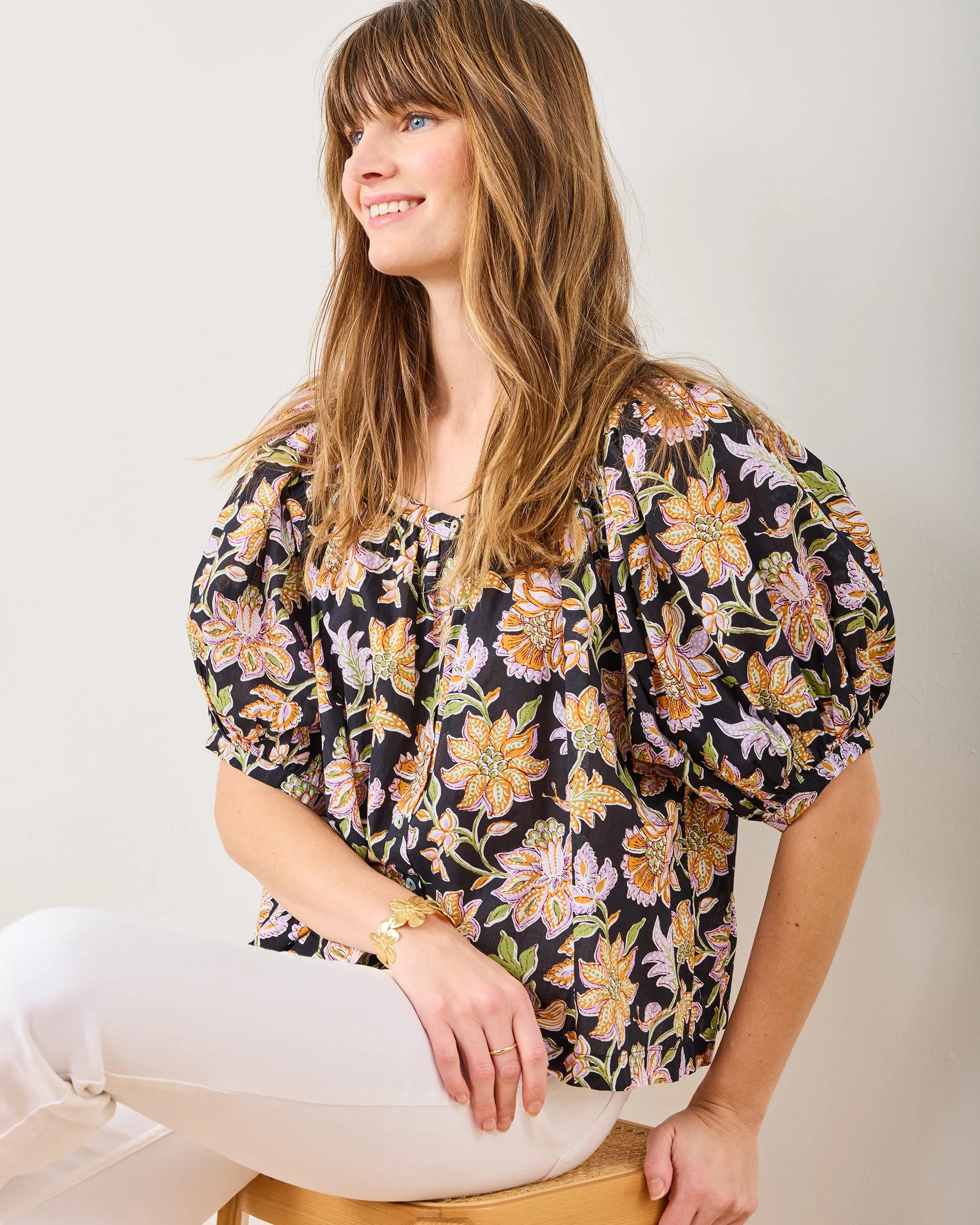 Gardenscape - Gilmore Blouse - Jet Black sold by Printfresh product image thumbnail 4