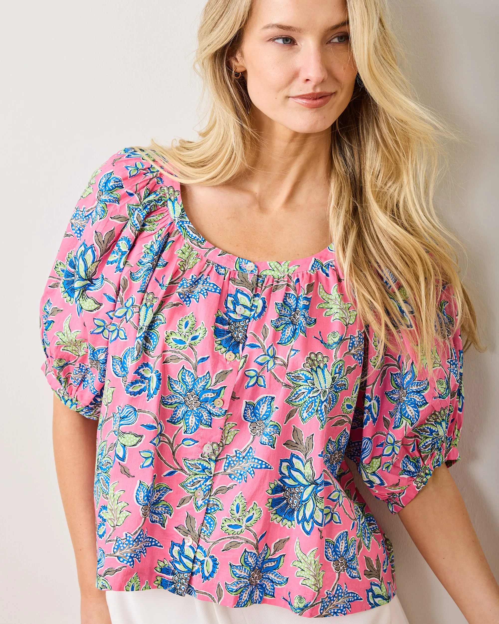 Gardenscape - Gilmore Blouse - Pink Palace sold by Printfresh