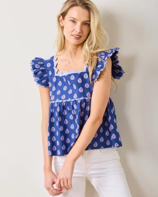 Glass Flower - Dunmore Blouse - Navy sold by Printfresh