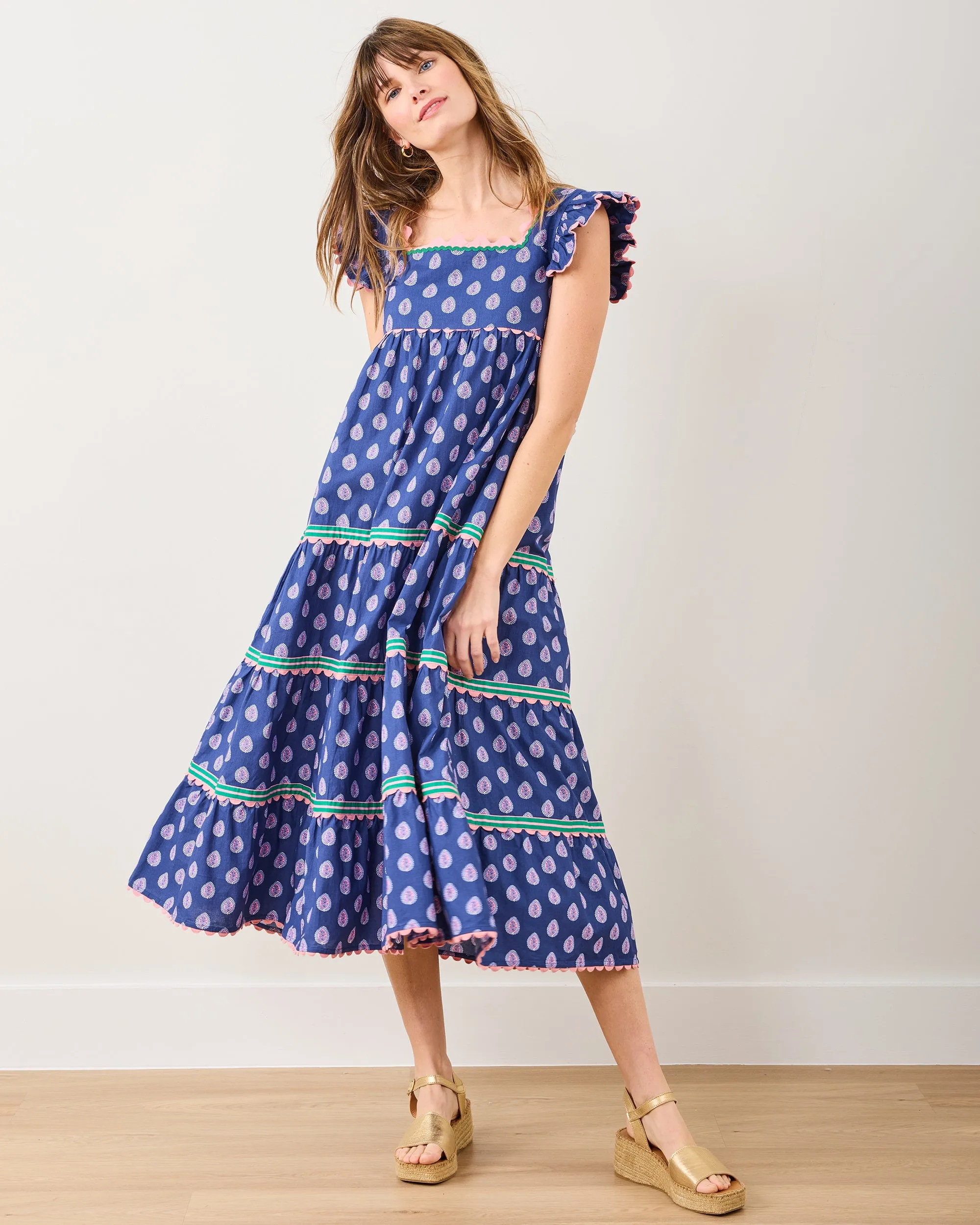 Glass Flower - Dunmore Dress - Navy sold by Printfresh