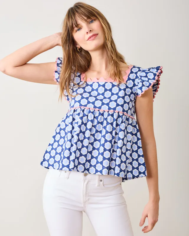 Hello Hexagon - Dunmore Blouse - Periwinkle Pop sold by Printfresh