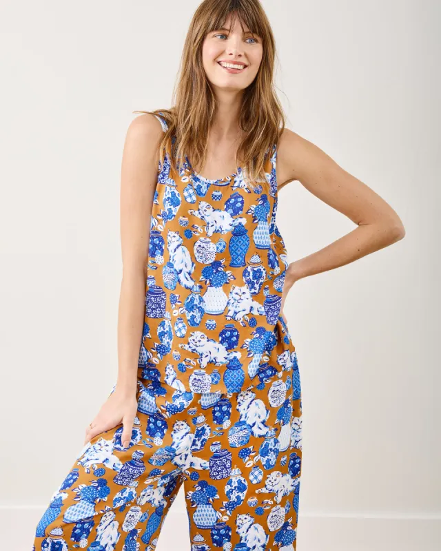 Fancy Cat - Tall Eco Satin Friday Set - Tobacco sold by Printfresh