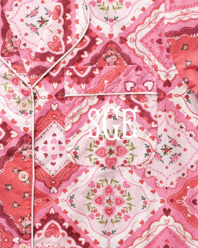 Vintage Valentine - Short PJ Set - Mailbox Pink made by Printfresh