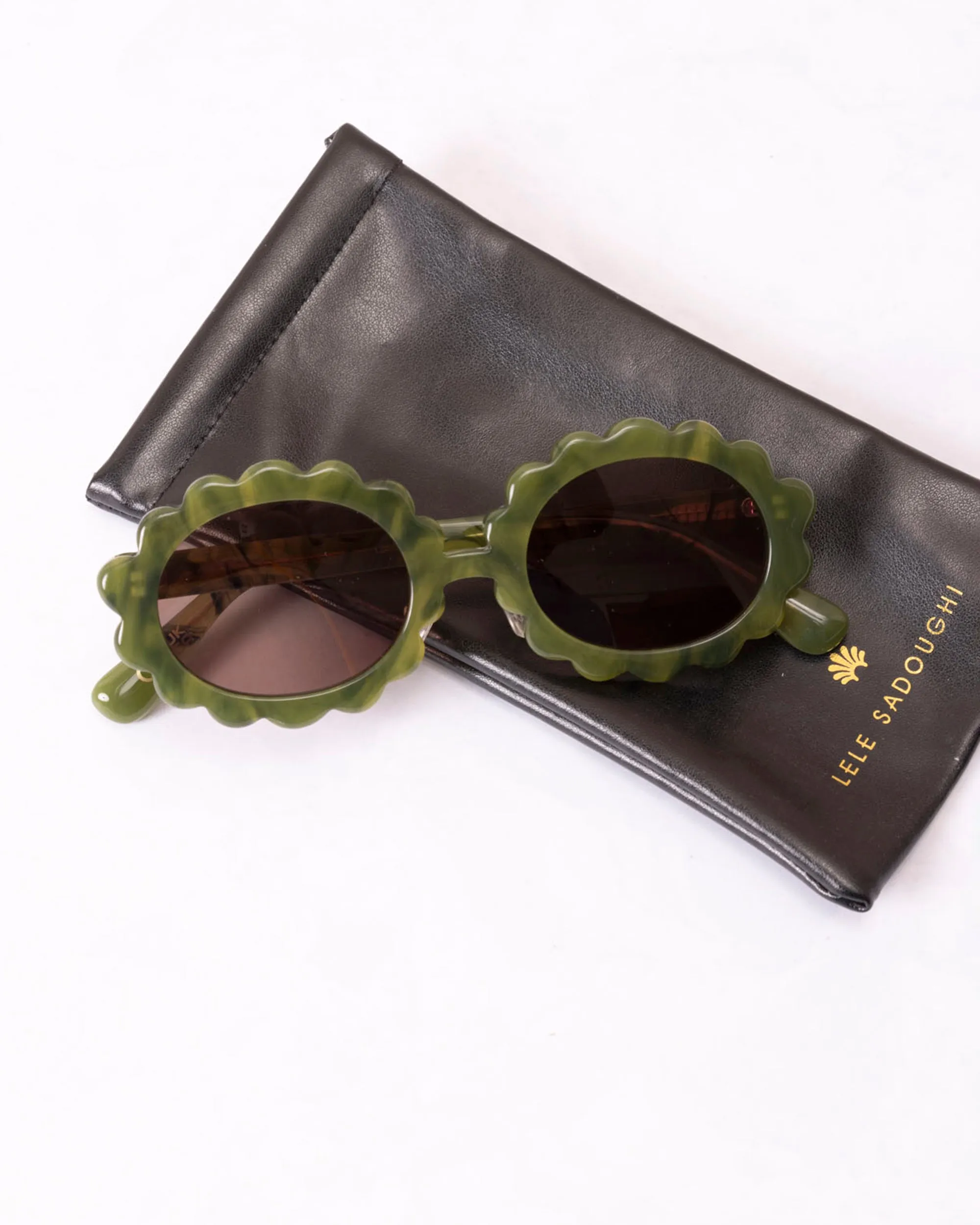 Green - Fern Green Daisy Oval Sunglasses - Lele Sadoughi sold by Printfresh product image thumbnail 2